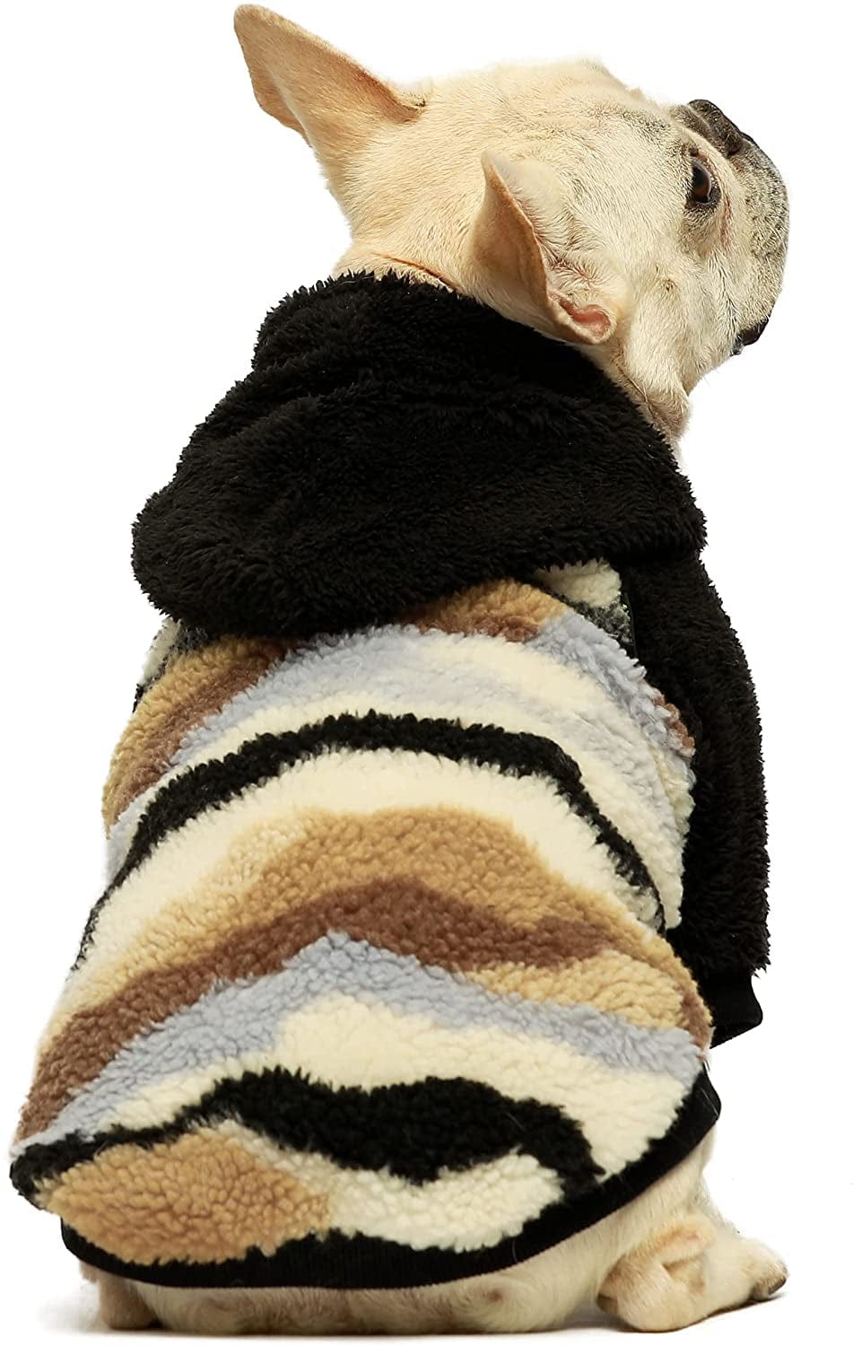 Fitwarm Camo Fuzzy Thick Sherpa Dog Winter Clothes Dog Hoodie Thermal Coat Doggie Jacket Puppy Outfit Cat Sweatshirt Apparel Black Medium Animals & Pet Supplies > Pet Supplies > Dog Supplies > Dog Apparel Fitwarm Camouflage XS 