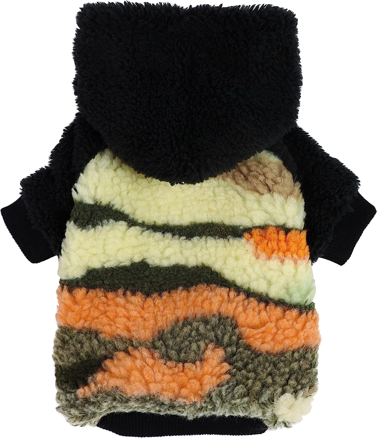 Fitwarm Camo Fuzzy Thick Sherpa Dog Winter Clothes Dog Hoodie Thermal Coat Doggie Jacket Puppy Outfit Cat Sweatshirt Apparel Black Medium Animals & Pet Supplies > Pet Supplies > Dog Supplies > Dog Apparel Fitwarm Orange Camo L 