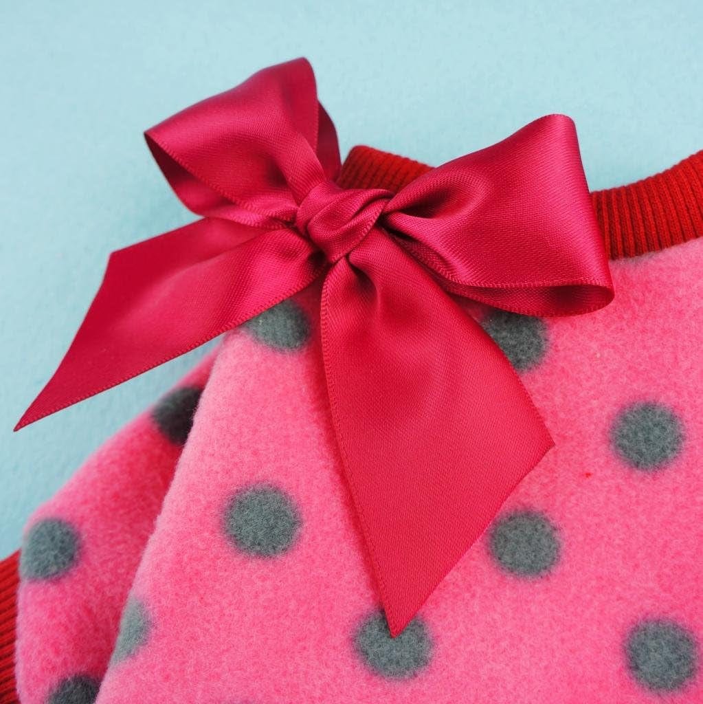 Fitwarm Cute Ribbon Polka Dots Fleece Pet Dog Coats Pajamas Soft Pjs Winter Clothes, Medium Animals & Pet Supplies > Pet Supplies > Dog Supplies > Dog Apparel Fitwarm   