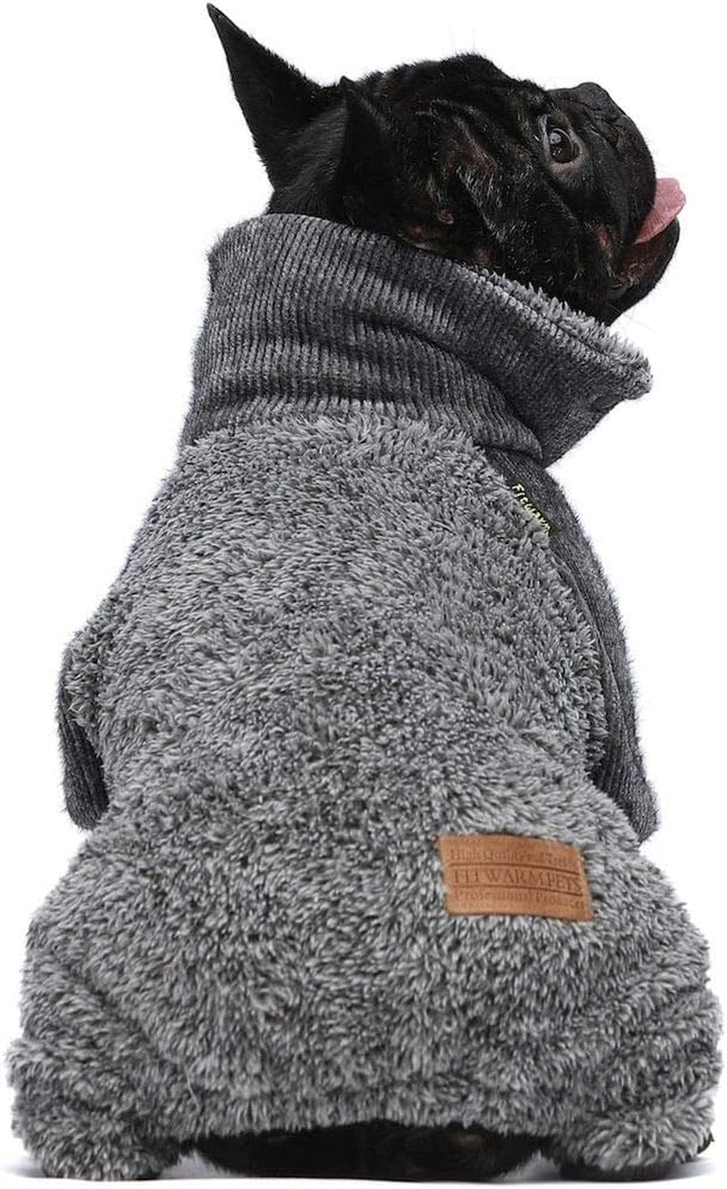 Fitwarm Fuzzy Thermal Turtleneck Dog Clothes Winter Outfits Pet Jumpsuits Cat Coats Velvet Grey Medium Animals & Pet Supplies > Pet Supplies > Dog Supplies > Dog Apparel Fitwarm Grey Medium 