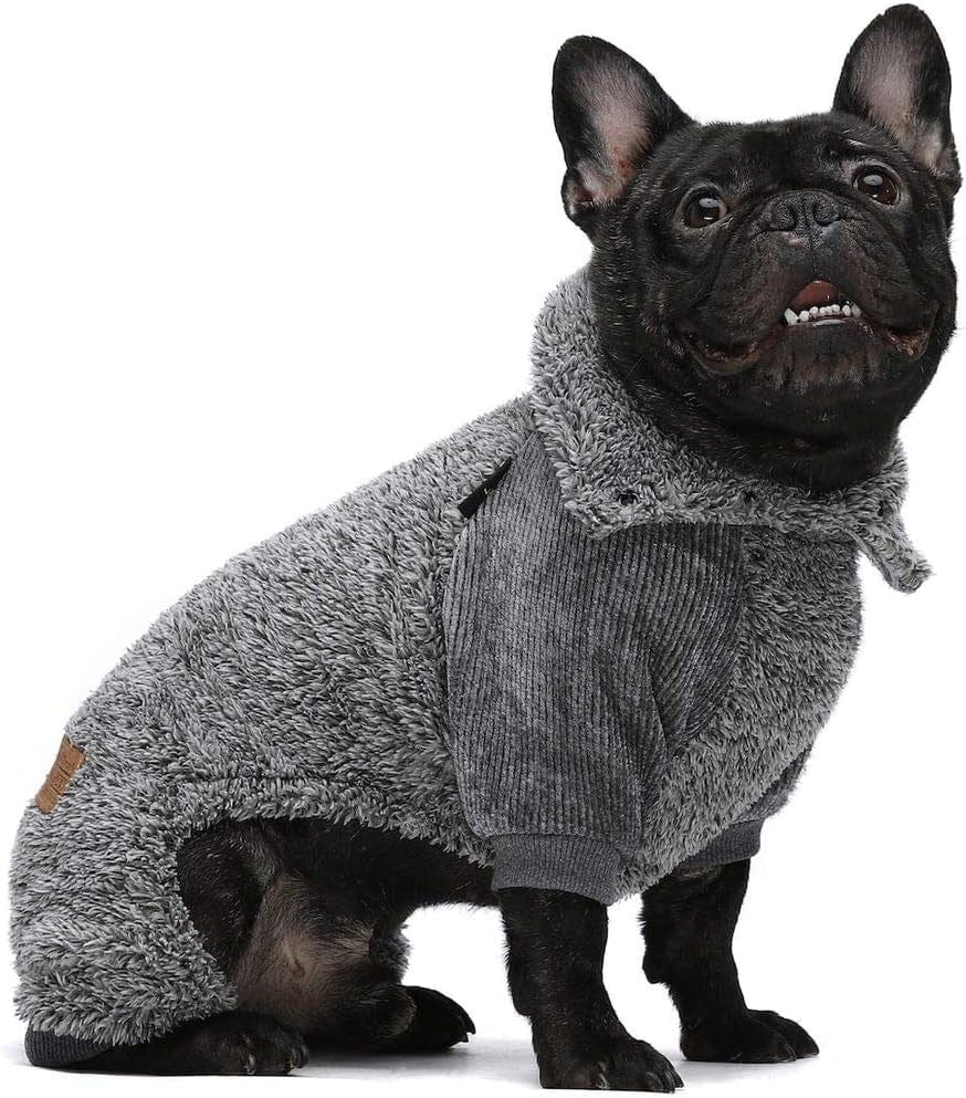 Fitwarm Fuzzy Thermal Turtleneck Dog Clothes Winter Outfits Pet Jumpsuits Cat Coats Velvet Grey Medium Animals & Pet Supplies > Pet Supplies > Dog Supplies > Dog Apparel Fitwarm   