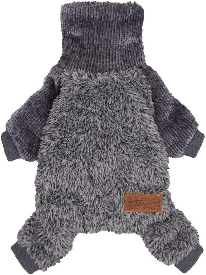 Fitwarm Fuzzy Thermal Turtleneck Dog Clothes Winter Outfits Pet Jumpsuits Cat Coats Velvet Grey Medium Animals & Pet Supplies > Pet Supplies > Dog Supplies > Dog Apparel Fitwarm   