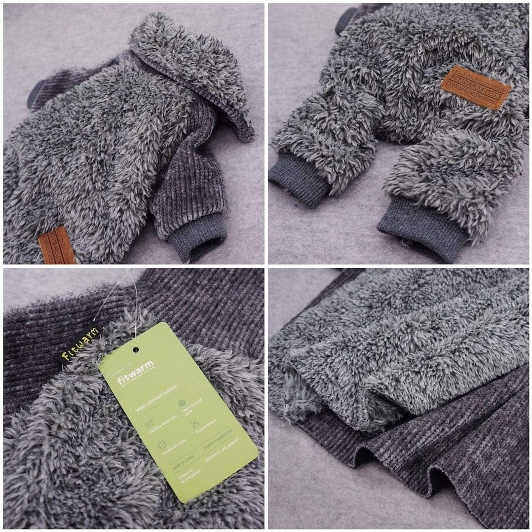 Fitwarm Fuzzy Thermal Turtleneck Dog Clothes Winter Outfits Pet Jumpsuits Cat Coats Velvet Grey Medium Animals & Pet Supplies > Pet Supplies > Dog Supplies > Dog Apparel Fitwarm   