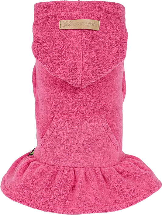 Fitwarm Soft Fleece Girl Dog Hoodie Dress Puppy Hooded Coat Thermal Outfit Doggie Vest Sweater Pet Winter Clothes Cat Jackets Pink X-Small Animals & Pet Supplies > Pet Supplies > Dog Supplies > Dog Apparel Fitwarm Pink X-Small 