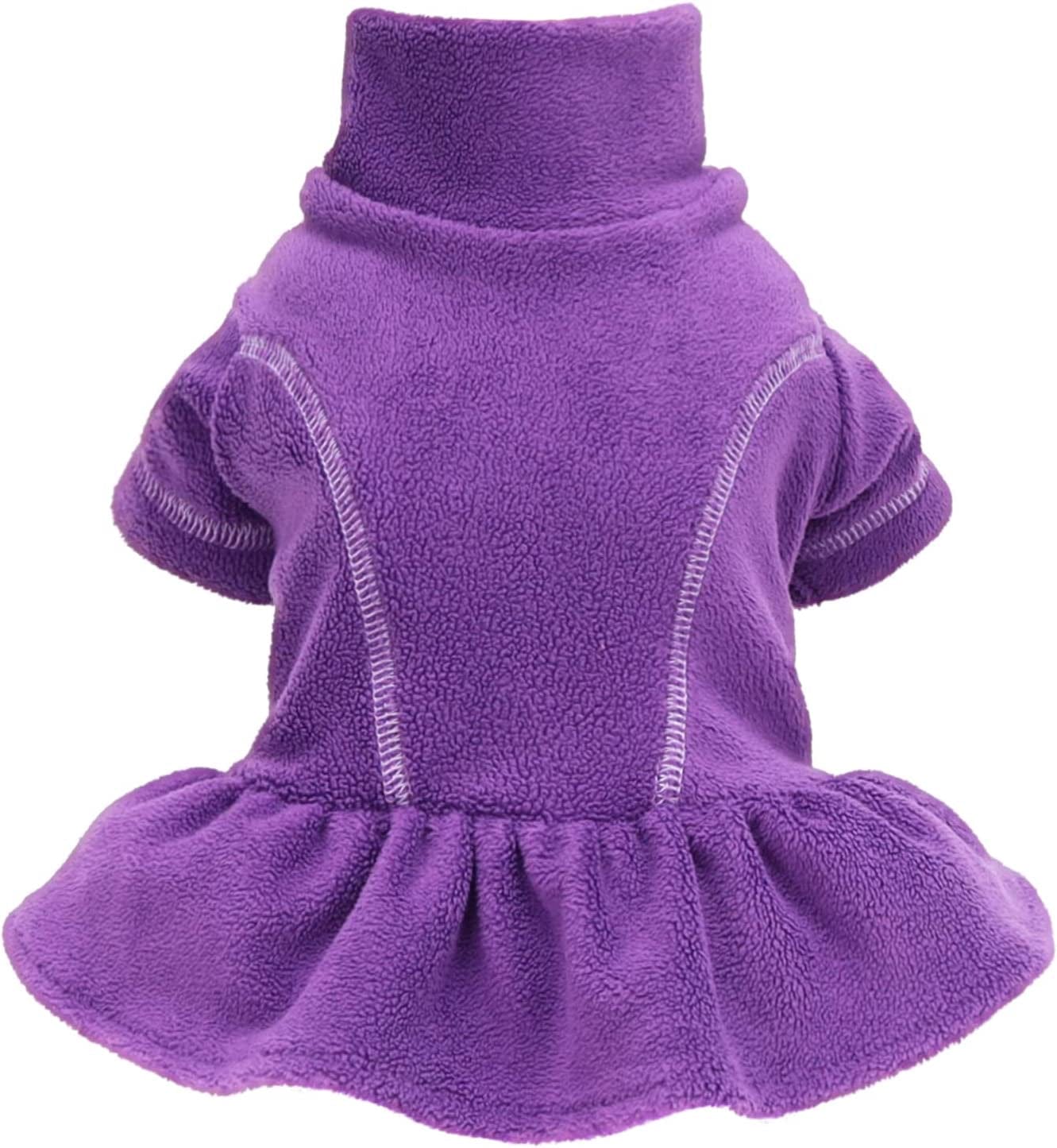 Fitwarm Soft Fleece Girl Dog Hoodie Dress Puppy Hooded Coat Thermal Outfit Doggie Vest Sweater Pet Winter Clothes Cat Jackets Pink X-Small Animals & Pet Supplies > Pet Supplies > Dog Supplies > Dog Apparel Fitwarm Purple X-Small 