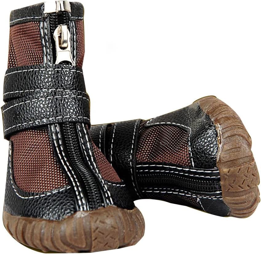 Fladorepet Large Big Dog PU Leather Sport Shoes Winter Waterproof Pet Dog Puppy Martin Boots Non-Slip Pitbull Golden Retriever Rain Shoes (12（2.9X3.7Inch）(Pack of 4), Brown) Animals & Pet Supplies > Pet Supplies > Dog Supplies > Dog Apparel FLAdorepet Brown 12（2.9x3.7inch）(Pack of 4) 