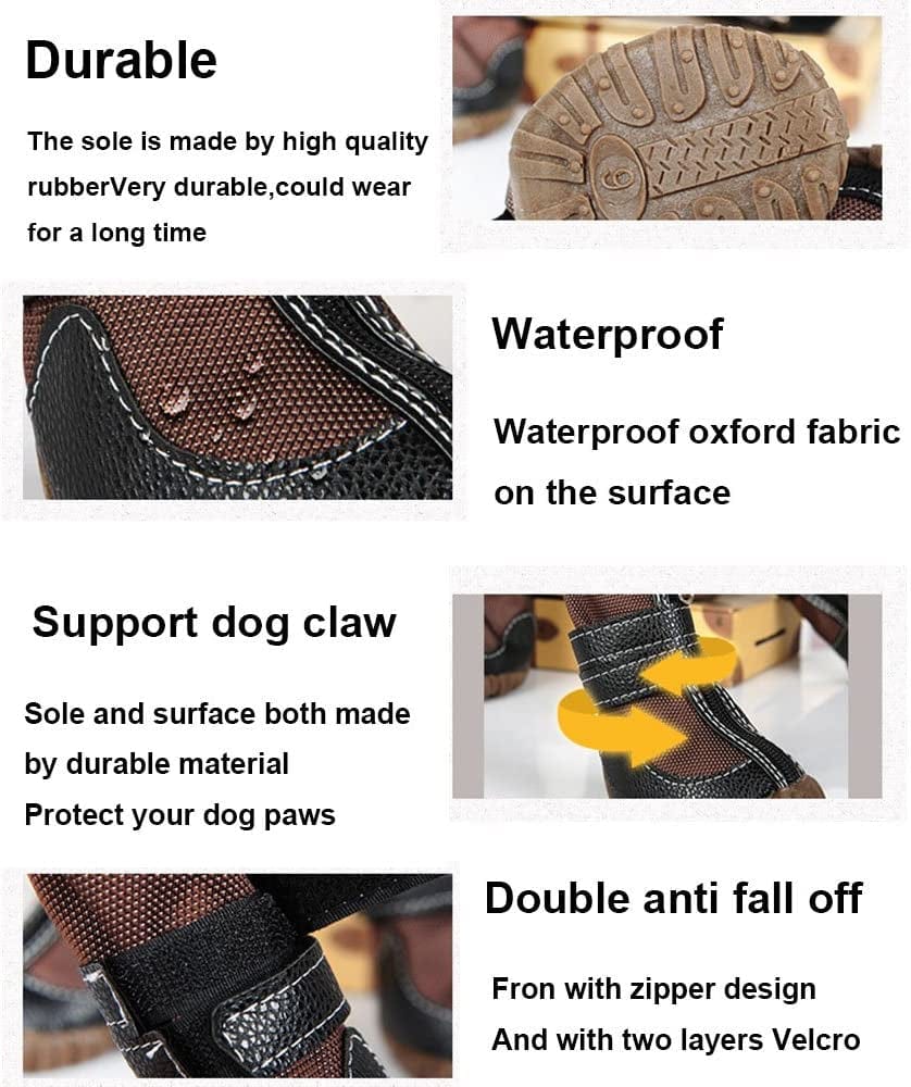 Fladorepet Large Big Dog PU Leather Sport Shoes Winter Waterproof Pet Dog Puppy Martin Boots Non-Slip Pitbull Golden Retriever Rain Shoes (12（2.9X3.7Inch）(Pack of 4), Brown) Animals & Pet Supplies > Pet Supplies > Dog Supplies > Dog Apparel FLAdorepet   