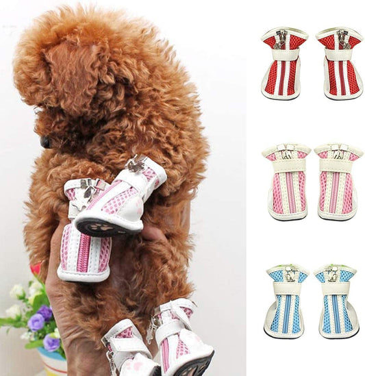 Floralby 4Pcs Fashion Mesh Cotton Breathable Anti-Skid Casual Pet Shoes Dog Puppy Boots - Pink 5# Animals & Pet Supplies > Pet Supplies > Dog Supplies > Dog Apparel Floralby Blue 5# 