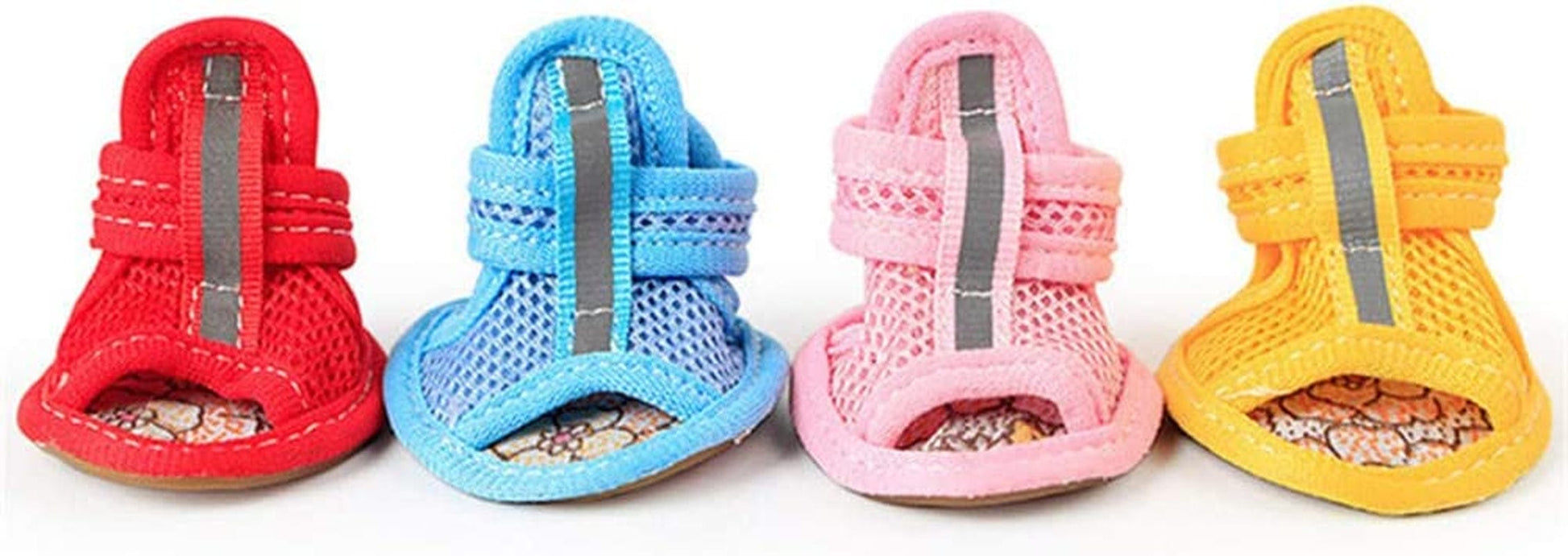 Floralby 4Pcs Rubber Sole Mesh Cotton Breathable Anti-Skid Pet Shoes Dog Puppy Sandals - Pink 4# Animals & Pet Supplies > Pet Supplies > Dog Supplies > Dog Apparel Floralby   