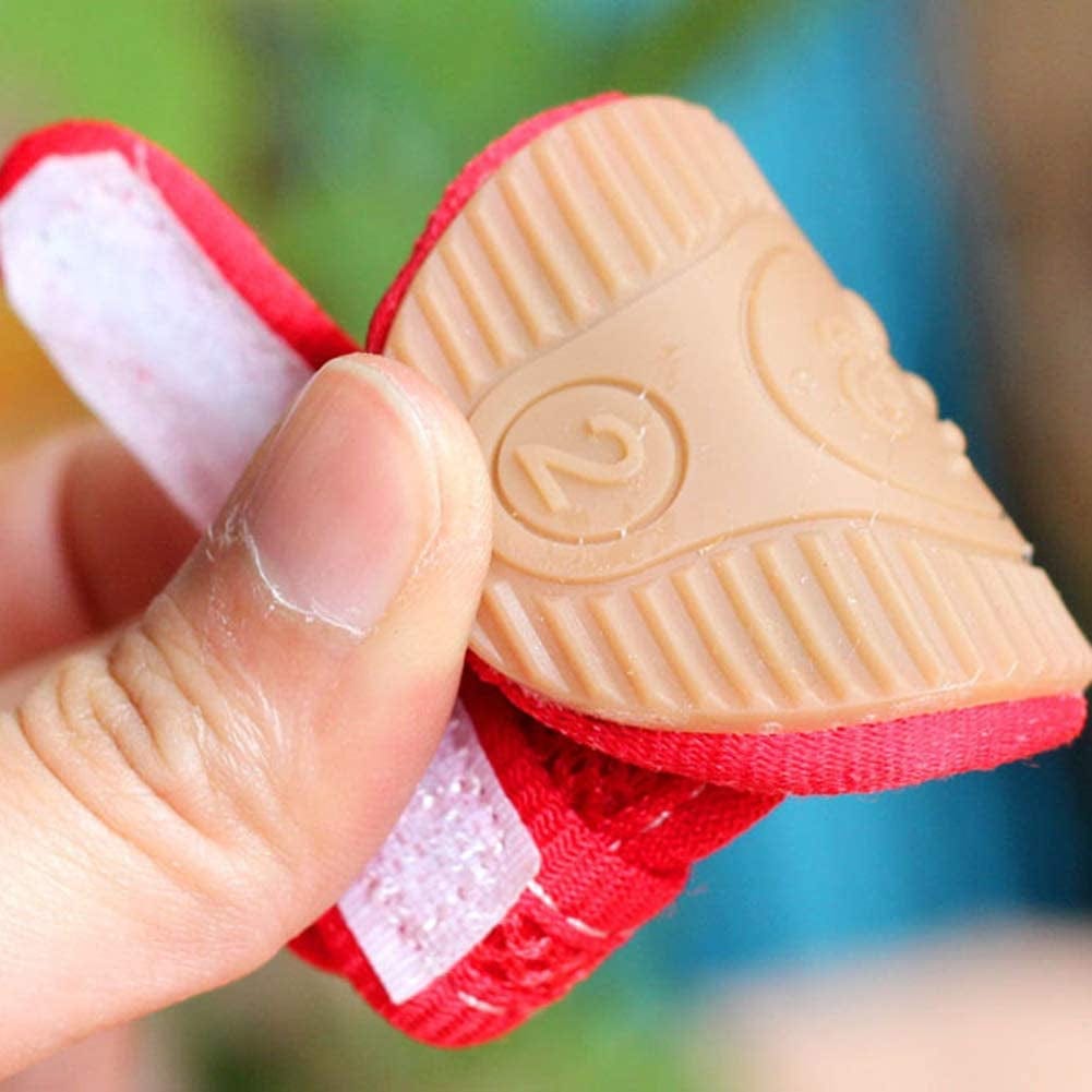 Floralby 4Pcs Rubber Sole Mesh Cotton Breathable Anti-Skid Pet Shoes Dog Puppy Sandals - Pink 4# Animals & Pet Supplies > Pet Supplies > Dog Supplies > Dog Apparel Floralby   