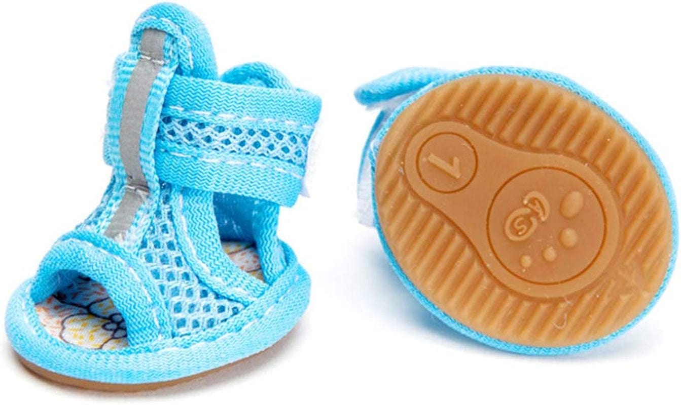 Floralby 4Pcs Rubber Sole Mesh Cotton Breathable Anti-Skid Pet Shoes Dog Puppy Sandals - Pink 4# Animals & Pet Supplies > Pet Supplies > Dog Supplies > Dog Apparel Floralby   