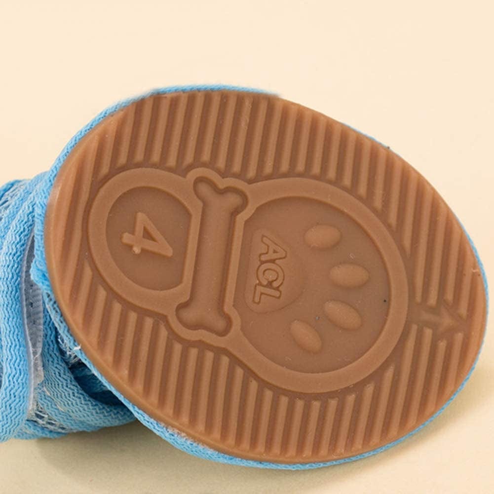 Floralby 4Pcs Rubber Sole Mesh Cotton Breathable Anti-Skid Pet Shoes Dog Puppy Sandals - Pink 4# Animals & Pet Supplies > Pet Supplies > Dog Supplies > Dog Apparel Floralby   