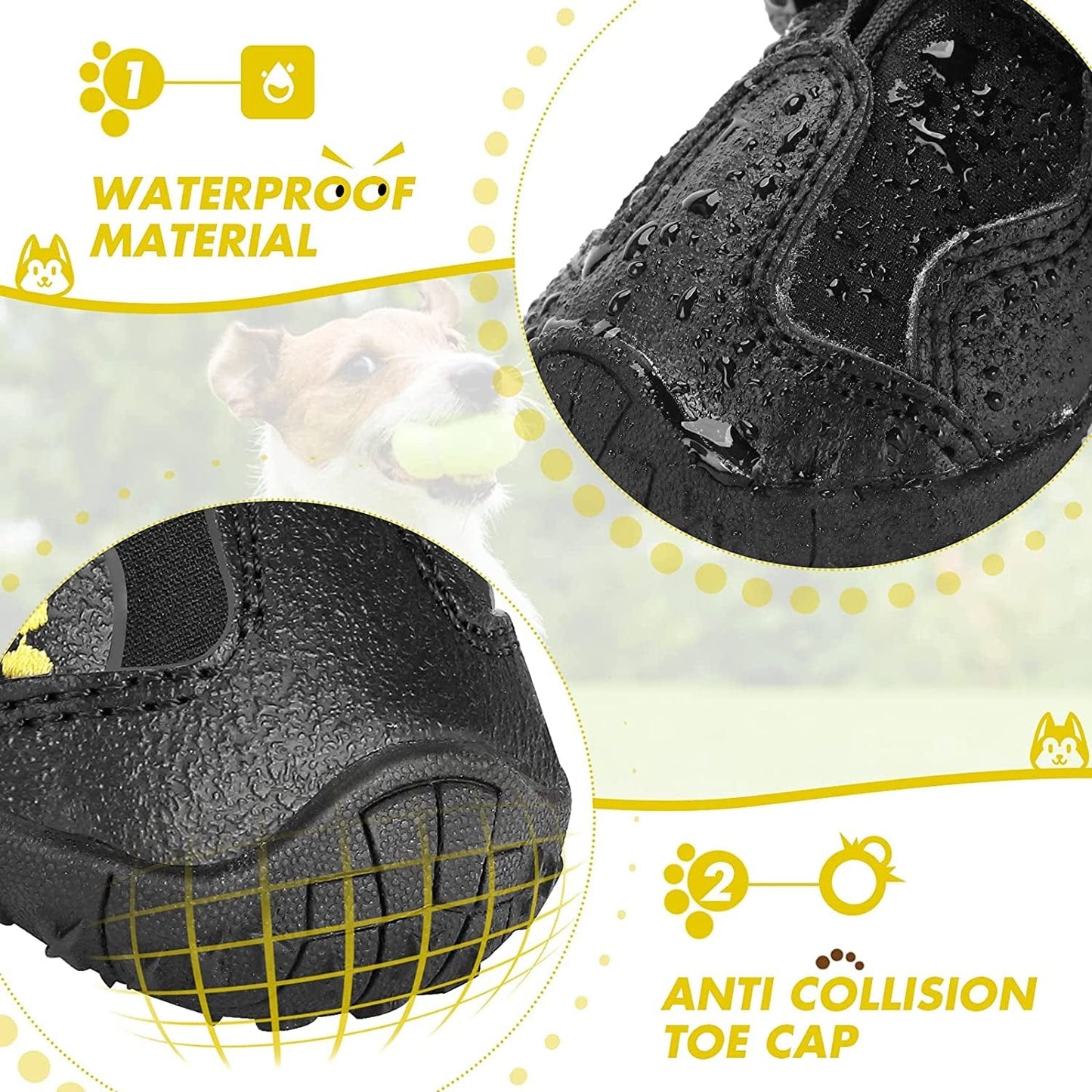 Flowraliki Dog Boots, Waterproof Dog Shoes, Dog Booties with Reflective Rugged Anti-Slip Sole, for Small Medium Large Dog 4PCS (Size 3, Black) Animals & Pet Supplies > Pet Supplies > Dog Supplies > Dog Apparel FLOWRALiKI   