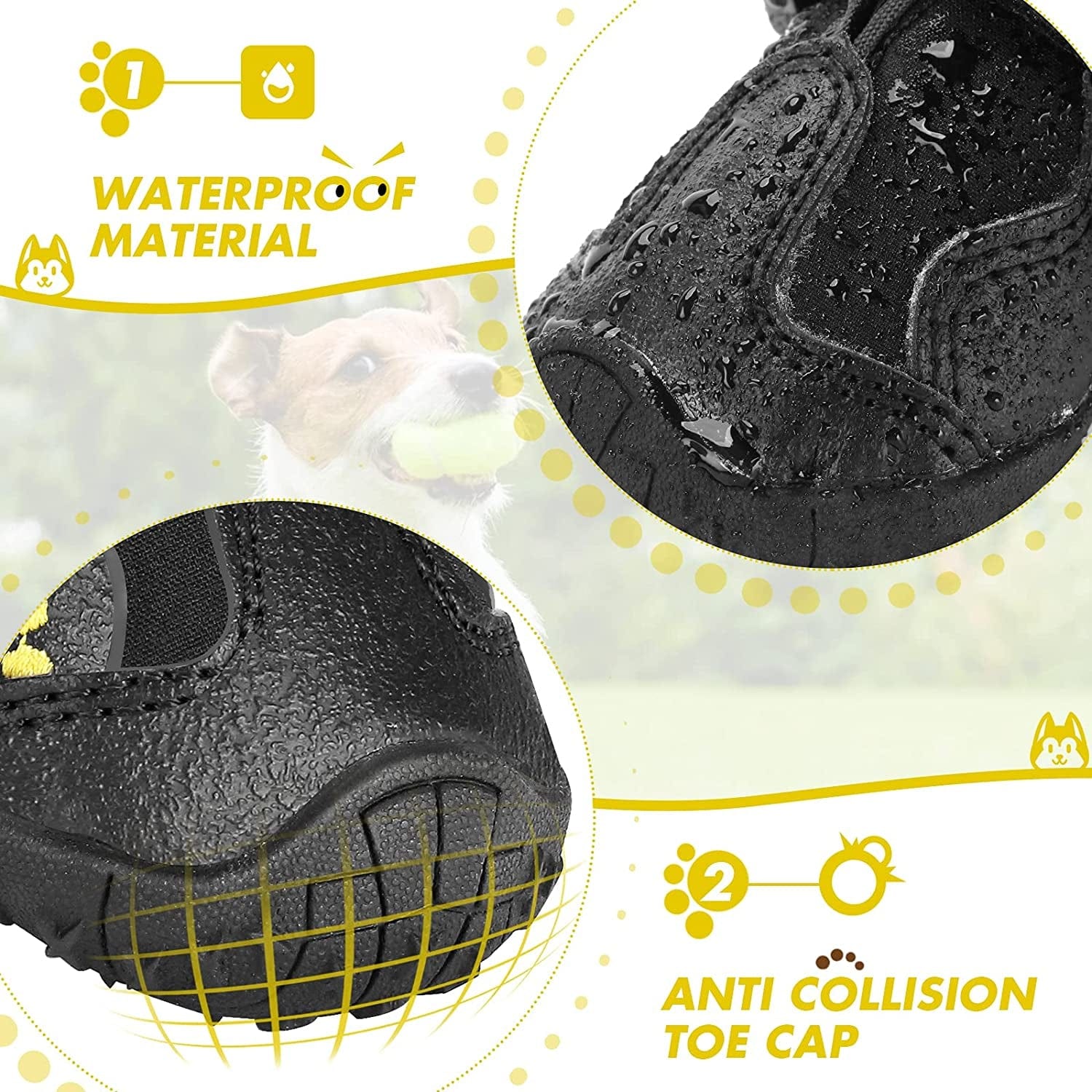 Flowraliki Dog Boots, Waterproof Dog Shoes, Dog Booties with Reflective Rugged Anti-Slip Sole, for Small Medium Large Dog 4PCS (Size 3, Black) Animals & Pet Supplies > Pet Supplies > Dog Supplies > Dog Apparel FLOWRALiKI   