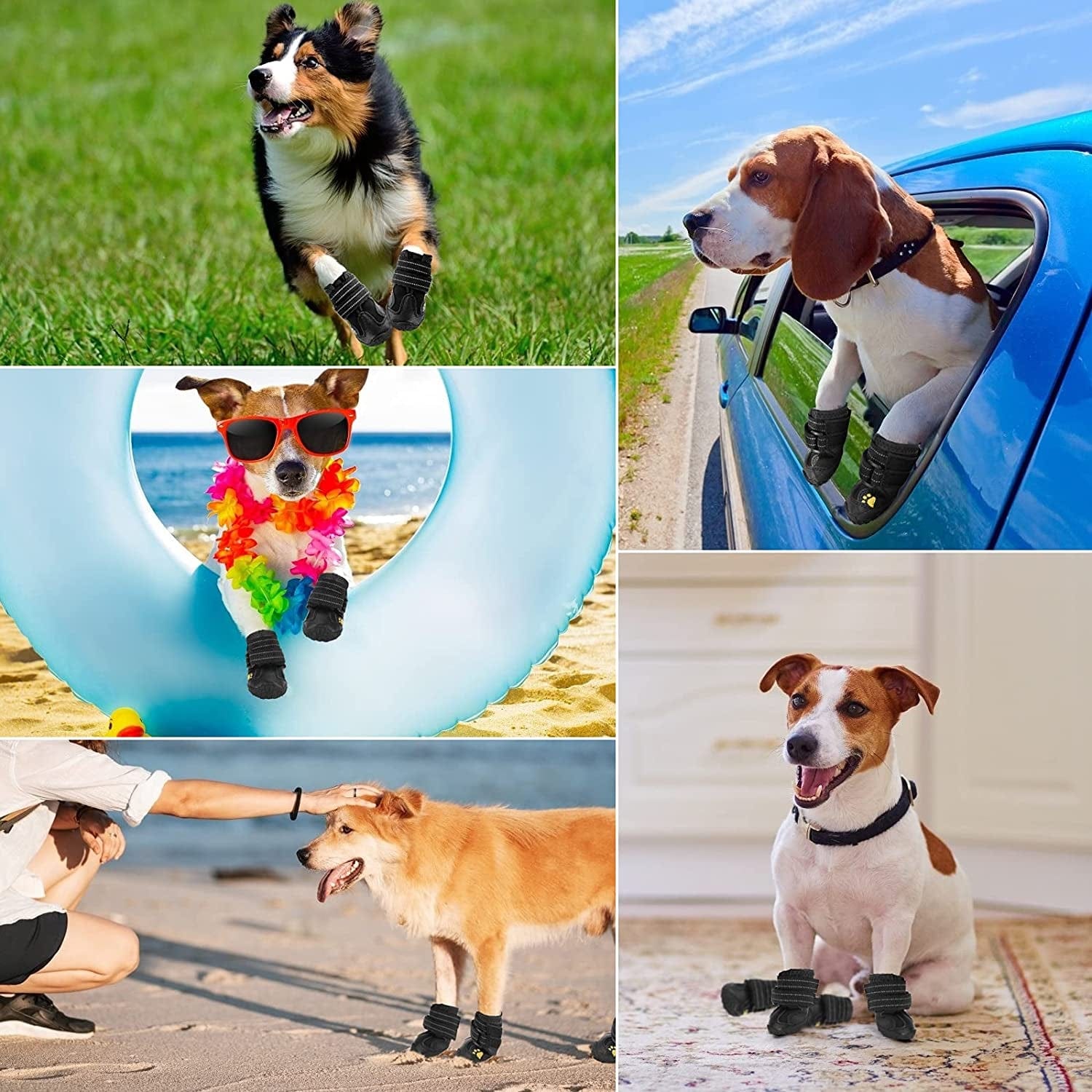 Flowraliki Dog Boots, Waterproof Dog Shoes, Dog Booties with Reflective Rugged Anti-Slip Sole, for Small Medium Large Dog 4PCS (Size 3, Black) Animals & Pet Supplies > Pet Supplies > Dog Supplies > Dog Apparel FLOWRALiKI   