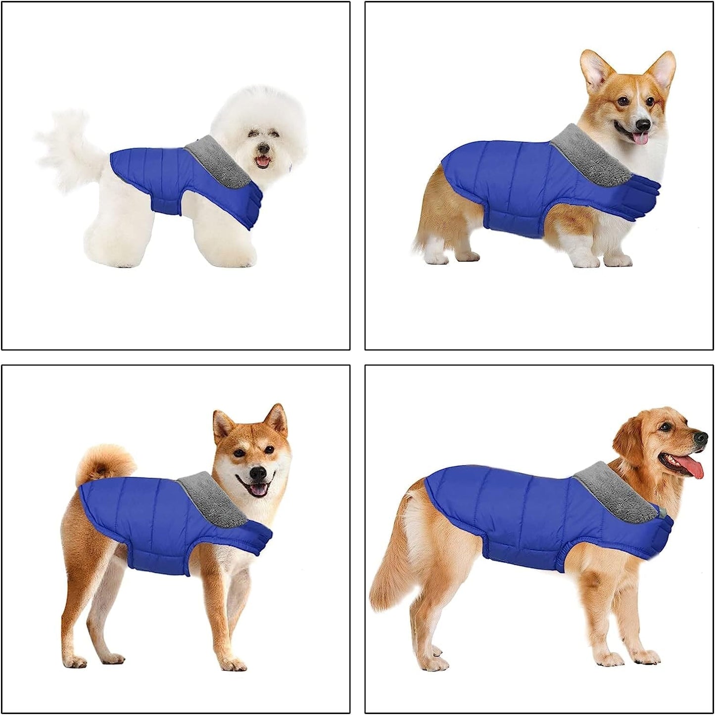 Fragralley Dog Jacket Soft Waterproof Windproof Reversible Winter Dog Clothes Warm Coat for Small Medium Large Dogs (X-Small, Blue) Animals & Pet Supplies > Pet Supplies > Dog Supplies > Dog Apparel Fragralley   