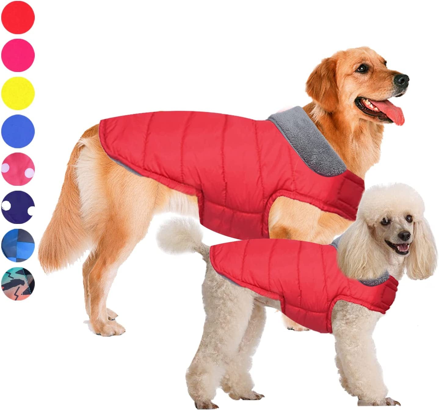 Fragralley Dog Jacket Soft Waterproof Windproof Reversible Winter Dog Clothes Warm Coat for Small Medium Large Dogs (X-Small, Blue) Animals & Pet Supplies > Pet Supplies > Dog Supplies > Dog Apparel Fragralley red Medium 