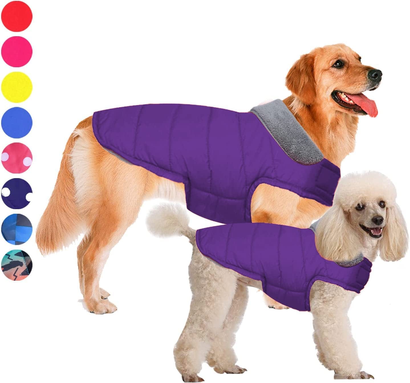 Fragralley Dog Jacket Soft Waterproof Windproof Reversible Winter Dog Clothes Warm Coat for Small Medium Large Dogs (X-Small, Blue) Animals & Pet Supplies > Pet Supplies > Dog Supplies > Dog Apparel Fragralley Purple XXX-Large 