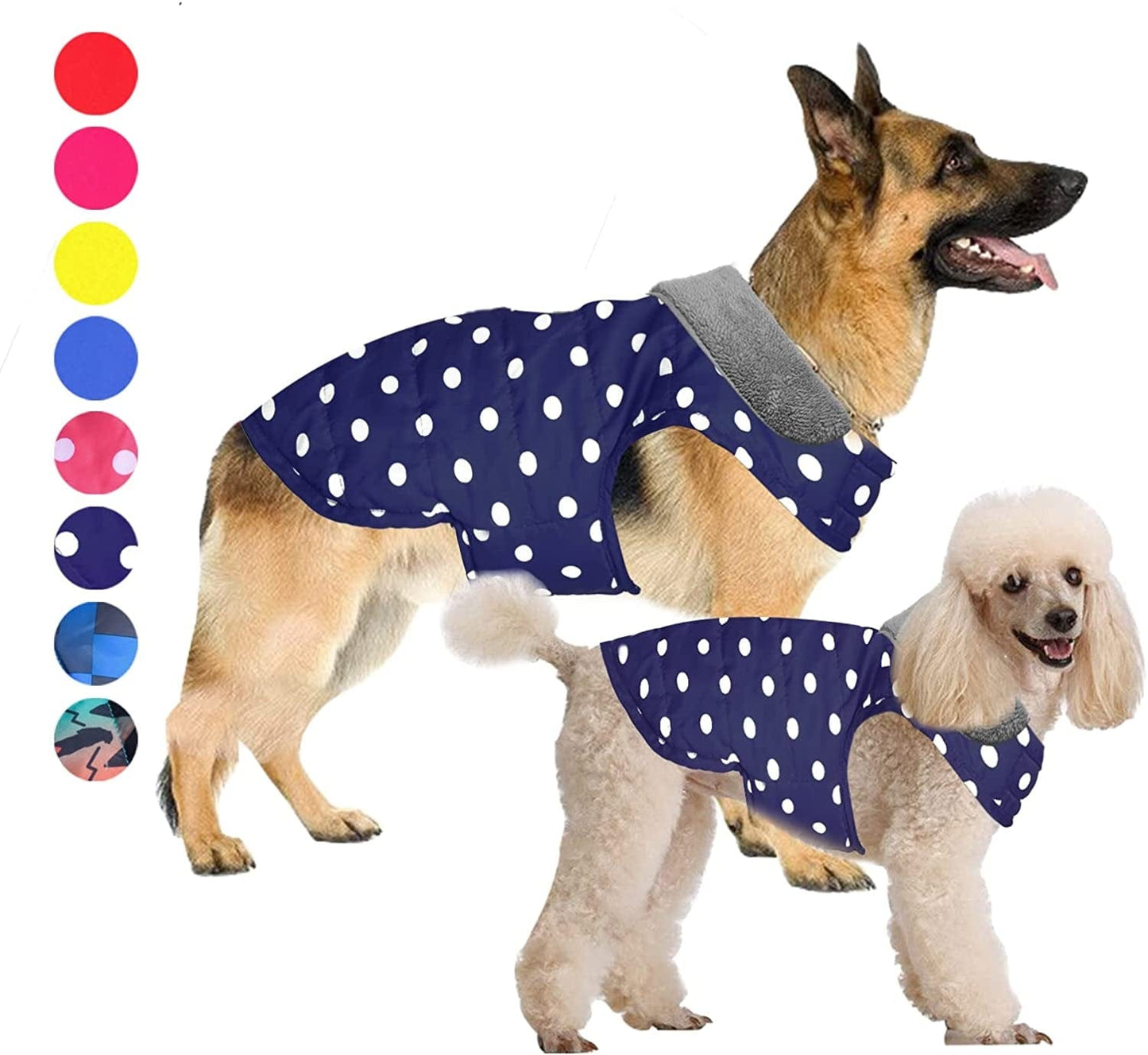 Fragralley Dog Jacket Soft Waterproof Windproof Reversible Winter Dog Clothes Warm Coat for Small Medium Large Dogs (X-Small, Blue) Animals & Pet Supplies > Pet Supplies > Dog Supplies > Dog Apparel Fragralley blue dot XXX-Large 