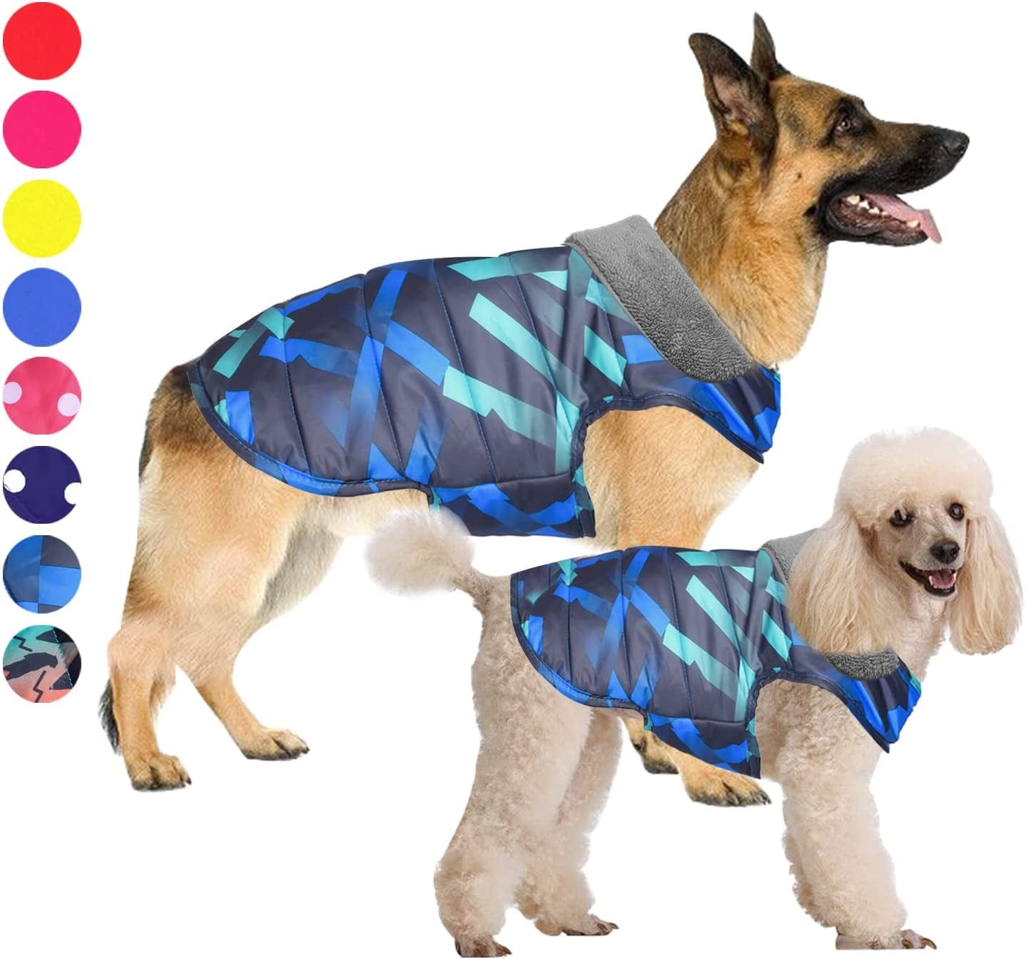 Fragralley Dog Jacket Soft Waterproof Windproof Reversible Winter Dog Clothes Warm Coat for Small Medium Large Dogs (X-Small, Blue) Animals & Pet Supplies > Pet Supplies > Dog Supplies > Dog Apparel Fragralley blue bar XXX-Large 