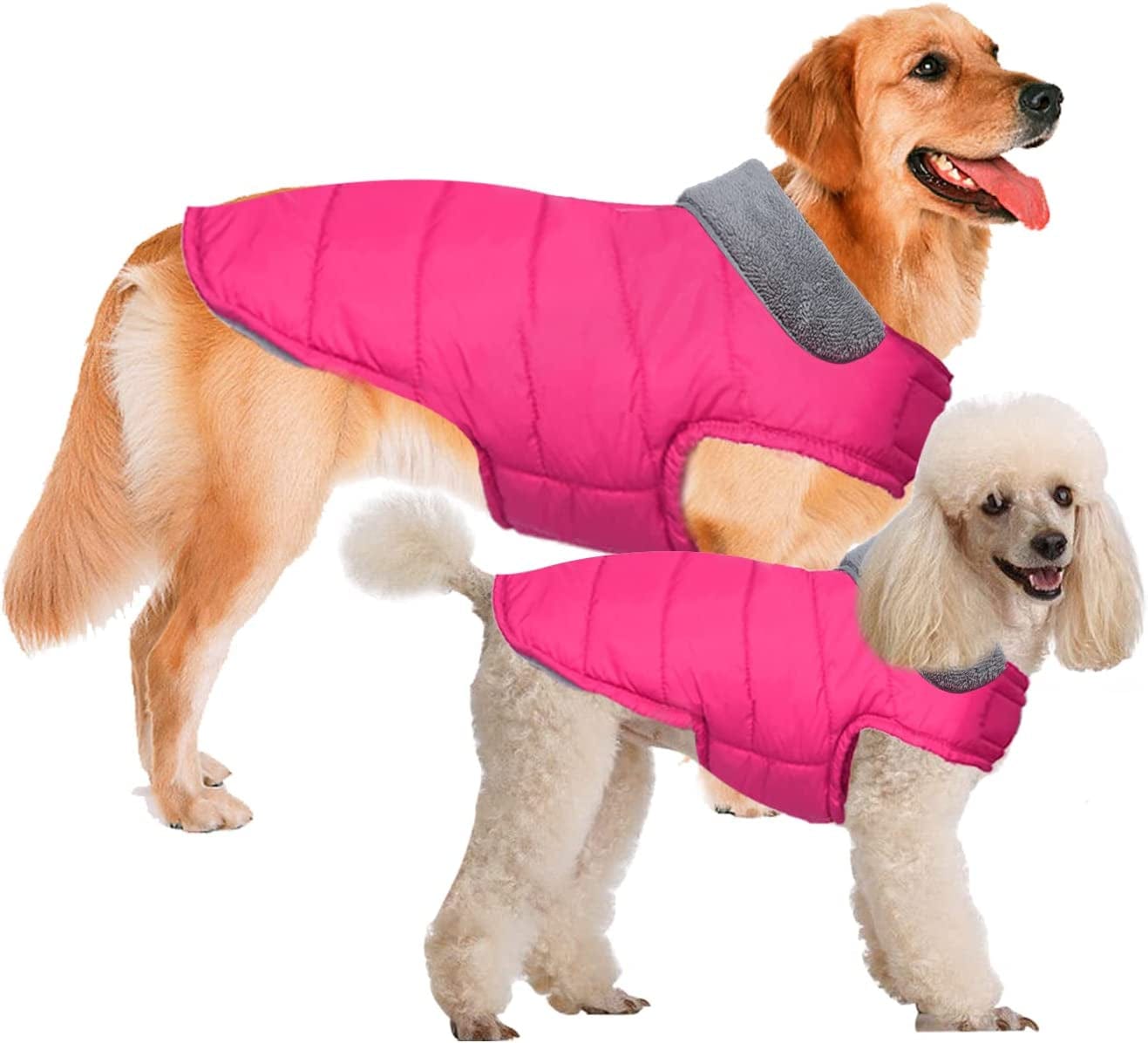 Fragralley Dog Jacket Soft Waterproof Windproof Reversible Winter Dog Clothes Warm Coat for Small Medium Large Dogs (X-Small, Blue) Animals & Pet Supplies > Pet Supplies > Dog Supplies > Dog Apparel Fragralley pink XXX-Large 