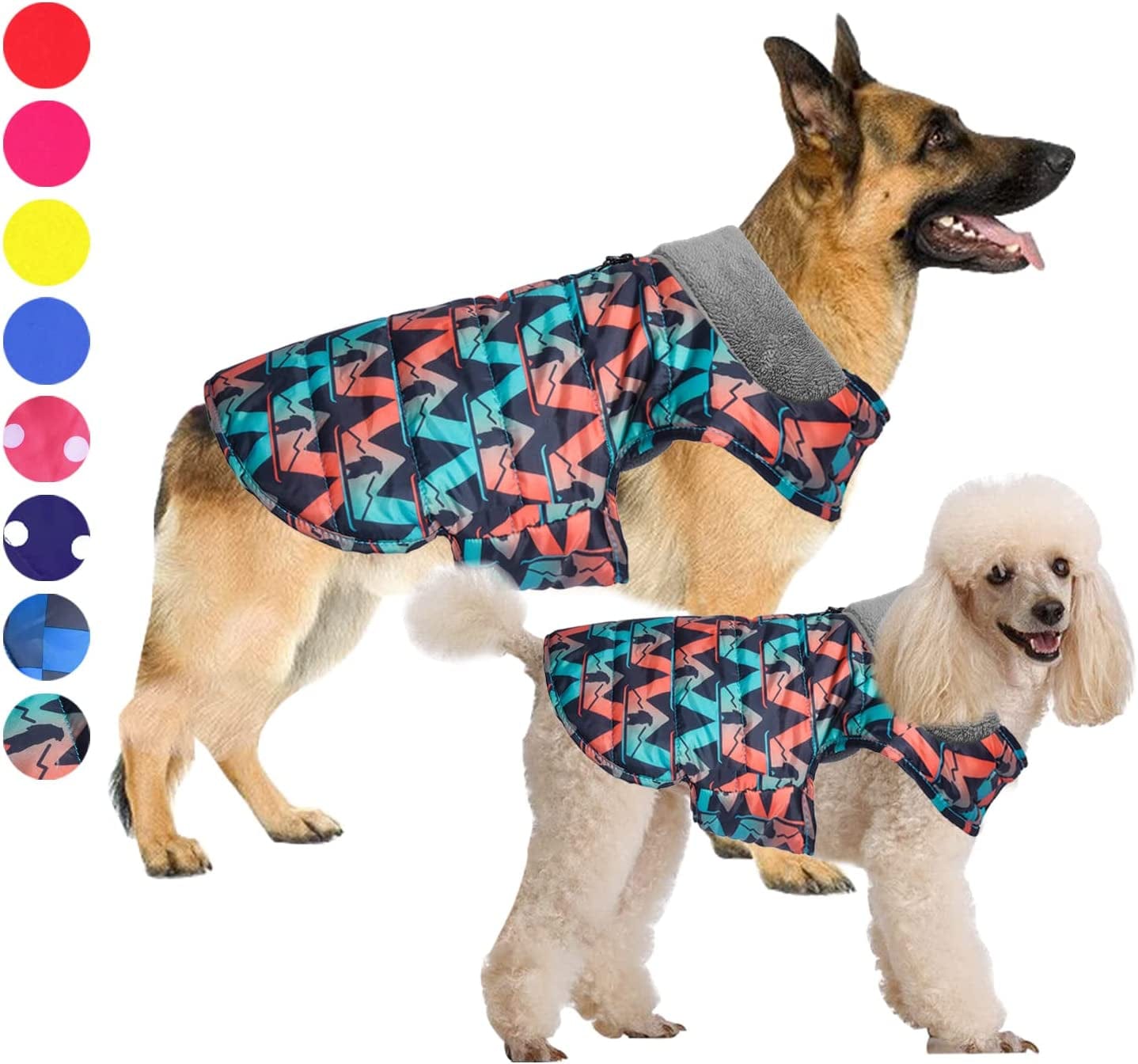 Fragralley Dog Jacket Soft Waterproof Windproof Reversible Winter Dog Clothes Warm Coat for Small Medium Large Dogs (X-Small, Blue) Animals & Pet Supplies > Pet Supplies > Dog Supplies > Dog Apparel Fragralley yellow bar XXX-Large 