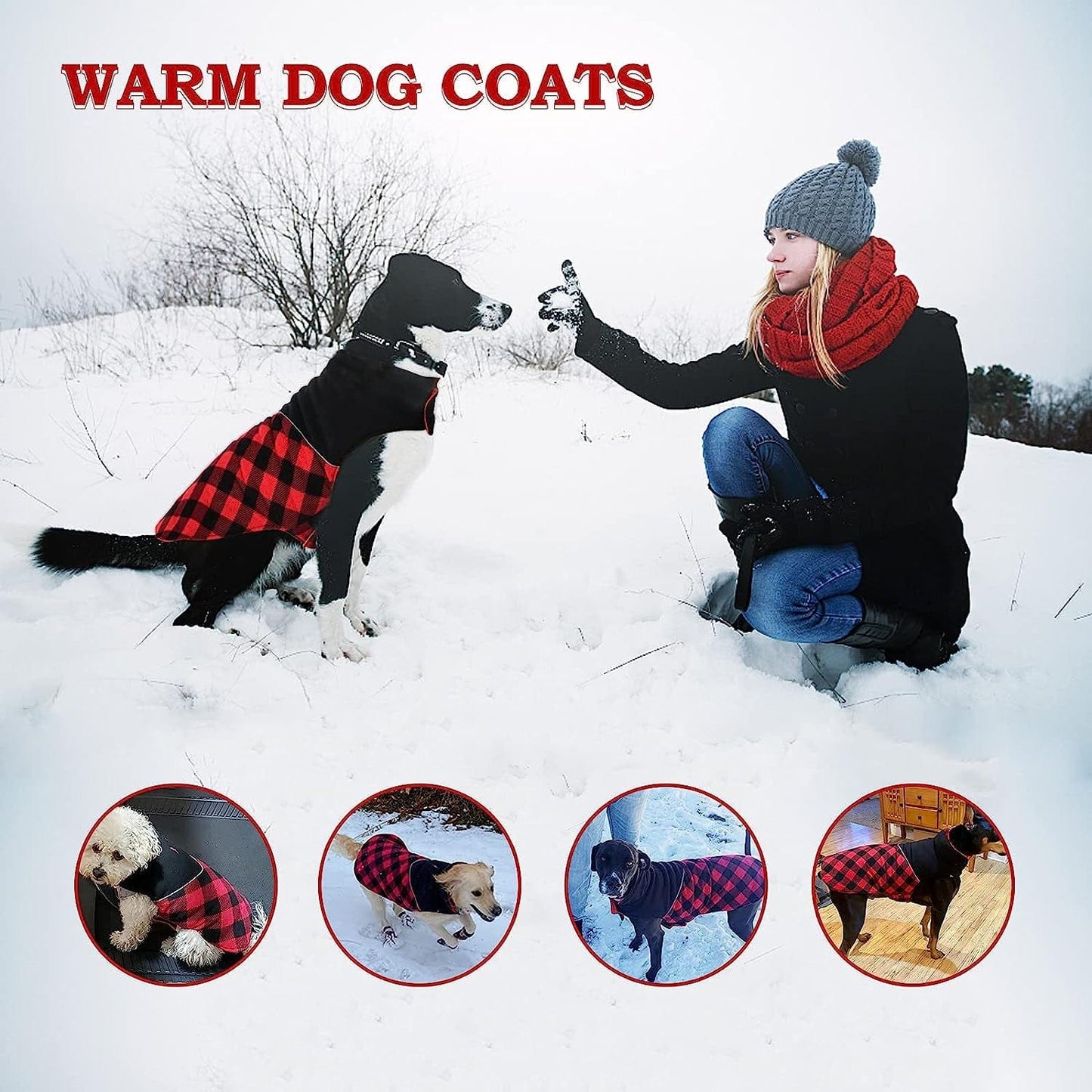 Fragralley Reversible Dog Winter Coat - Warm Dog Plaid Jacket for Cold Weather, Windproof Waterproof Reflective Puppy Vest Clothes for Small Medium Large Dogs Animals & Pet Supplies > Pet Supplies > Dog Supplies > Dog Apparel Fragralley   