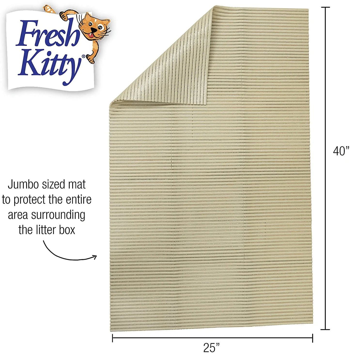 Fresh Kitty Durable XL Jumbo Foam Litter Mat – BPA and Phthalate Free, Water Resistant, Traps Litter from Box, Scatter Control, Easy Clean Mats 40"X25" (9027)
