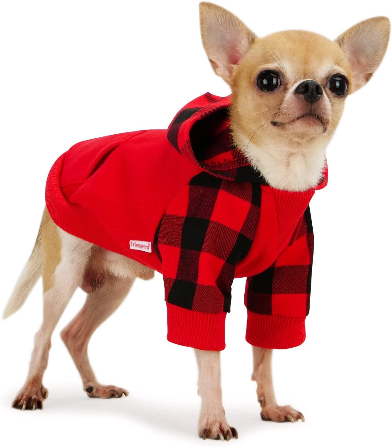 𝐍𝐄𝐖 𝐀𝐑𝐑𝐈𝐕𝐀𝐋 Frienperro Dog Clothes for Small Dogs Girl Boy, 100% Cotton Buffalo Plaid Small Dog Hoodie, Chihuahua Clothes Pet Cat Winter Warm Sweatshirt Sweater, Teacup Yorkie Puppy Coat Animals & Pet Supplies > Pet Supplies > Dog Supplies > Dog Apparel Frienperro   