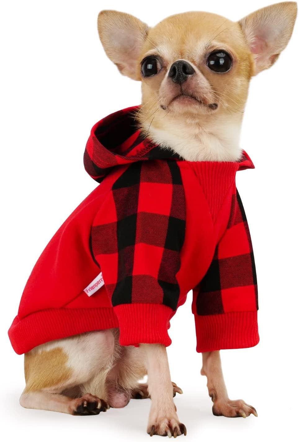 𝐍𝐄𝐖 𝐀𝐑𝐑𝐈𝐕𝐀𝐋 Frienperro Dog Clothes for Small Dogs Girl Boy, 100% Cotton Buffalo Plaid Small Dog Hoodie, Chihuahua Clothes Pet Cat Winter Warm Sweatshirt Sweater, Teacup Yorkie Puppy Coat Animals & Pet Supplies > Pet Supplies > Dog Supplies > Dog Apparel Frienperro   