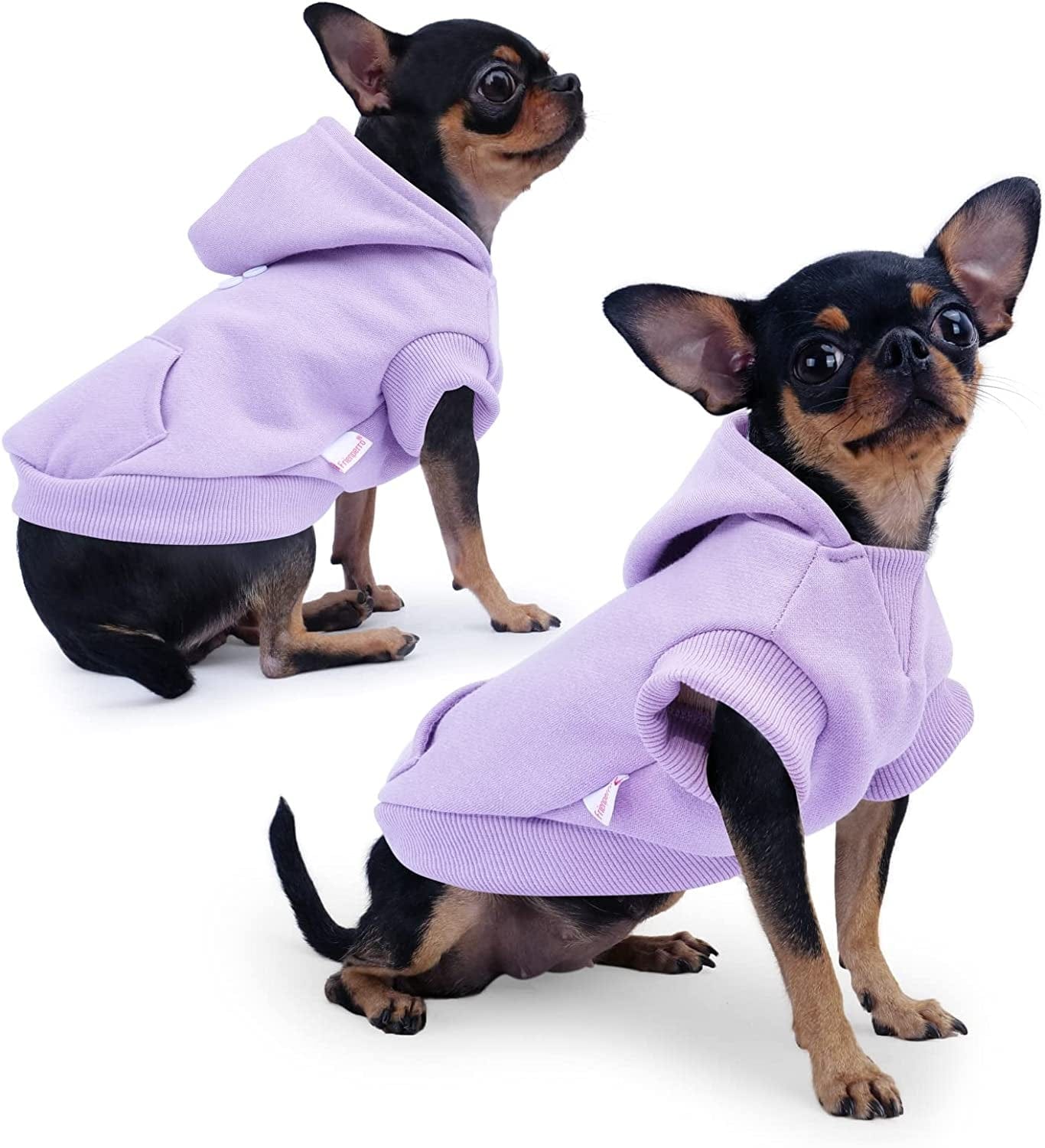 𝐍𝐄𝐖 𝐀𝐑𝐑𝐈𝐕𝐀𝐋 Frienperro Dog Clothes for Small Dogs Girl Boy, 100% Cotton Buffalo Plaid Small Dog Hoodie, Chihuahua Clothes Pet Cat Winter Warm Sweatshirt Sweater, Teacup Yorkie Puppy Coat Animals & Pet Supplies > Pet Supplies > Dog Supplies > Dog Apparel Frienperro Purple X-Small 