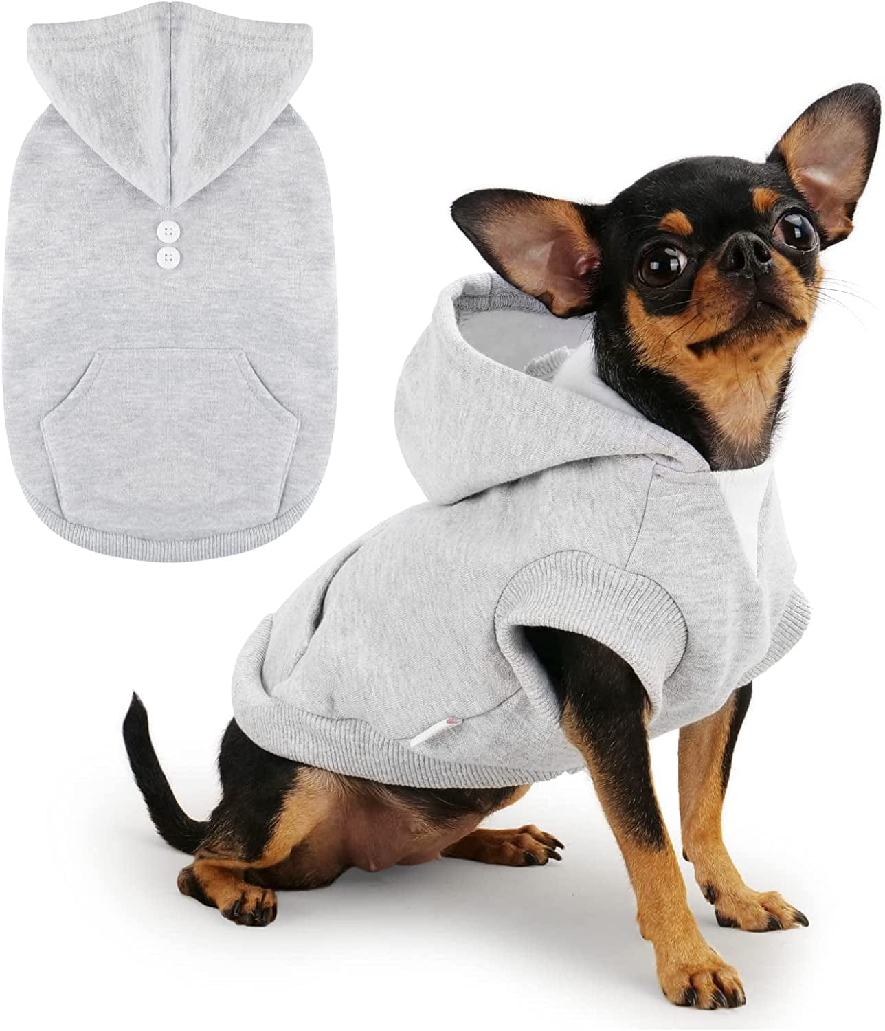 𝐍𝐄𝐖 𝐀𝐑𝐑𝐈𝐕𝐀𝐋 Frienperro Dog Clothes for Small Dogs Girl Boy, 100% Cotton Buffalo Plaid Small Dog Hoodie, Chihuahua Clothes Pet Cat Winter Warm Sweatshirt Sweater, Teacup Yorkie Puppy Coat Animals & Pet Supplies > Pet Supplies > Dog Supplies > Dog Apparel Frienperro Grey X-Small 