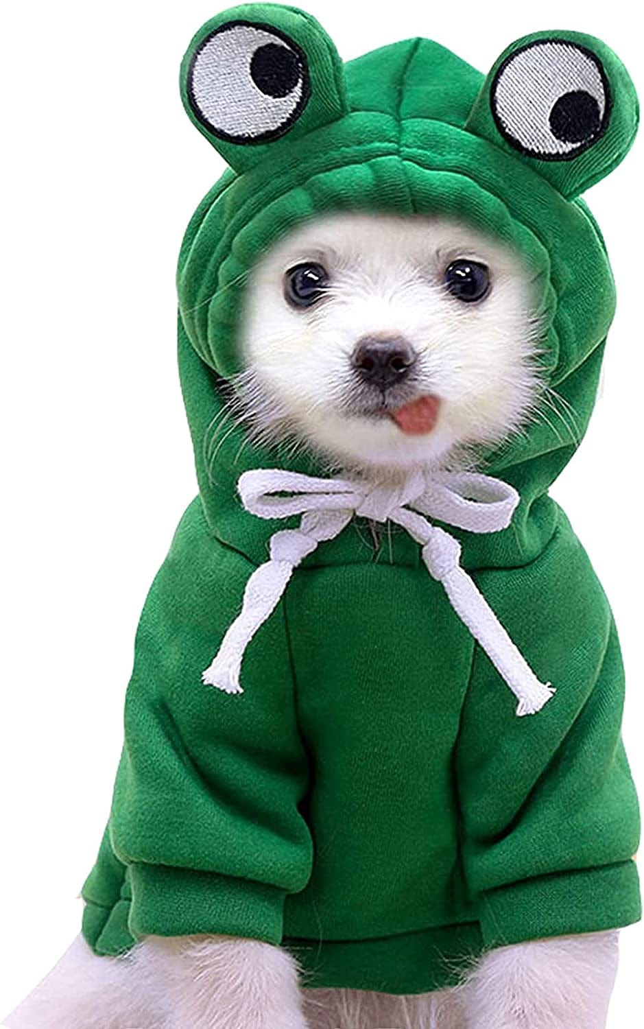 Frog Hoodie for Small Medium Largr Dogs Cats Pets, Basic Sweater Coat Cute Warm Jacket Pet Cold Weather Clothes Outfit Outerwear (Frog, Small) Animals & Pet Supplies > Pet Supplies > Dog Supplies > Dog Apparel T210906-1 Frog Large 