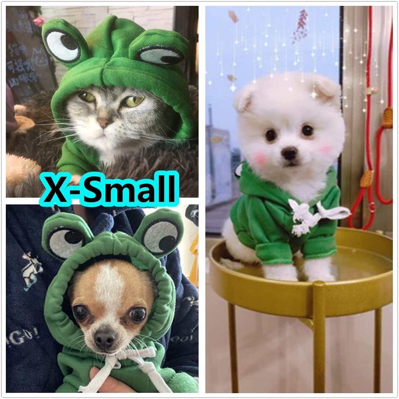 Frog Hoodie for Small Medium Largr Dogs Cats Pets, Basic Sweater Coat Cute Warm Jacket Pet Cold Weather Clothes Outfit Outerwear (Frog, Small) Animals & Pet Supplies > Pet Supplies > Dog Supplies > Dog Apparel T210906-1   