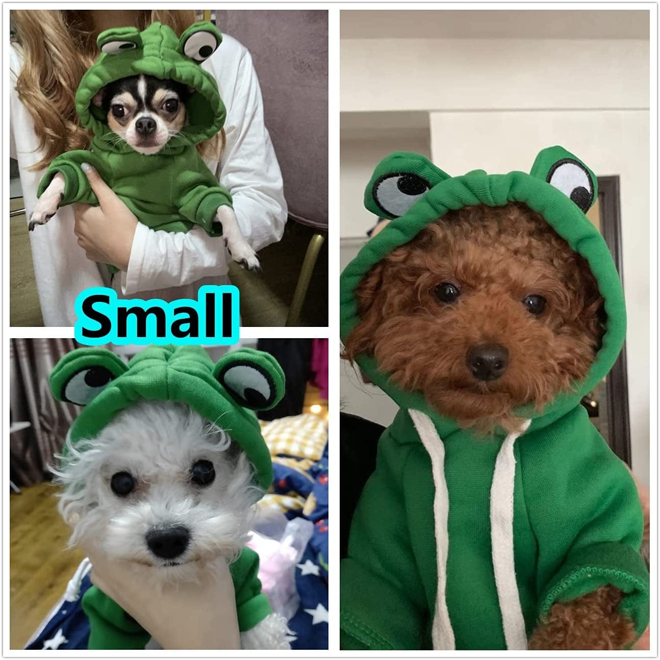 Frog Hoodie for Small Medium Largr Dogs Cats Pets, Basic Sweater Coat Cute Warm Jacket Pet Cold Weather Clothes Outfit Outerwear (Frog, Small) Animals & Pet Supplies > Pet Supplies > Dog Supplies > Dog Apparel T210906-1   