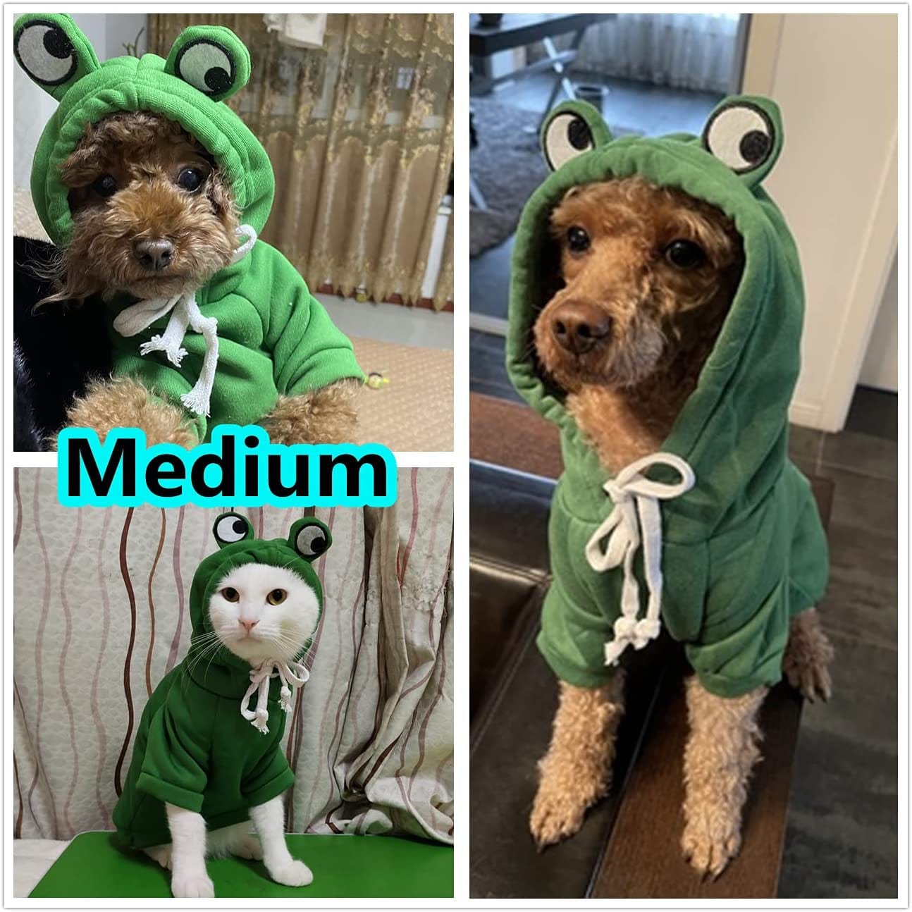 Frog Hoodie for Small Medium Largr Dogs Cats Pets, Basic Sweater Coat Cute Warm Jacket Pet Cold Weather Clothes Outfit Outerwear (Frog, Small) Animals & Pet Supplies > Pet Supplies > Dog Supplies > Dog Apparel T210906-1   