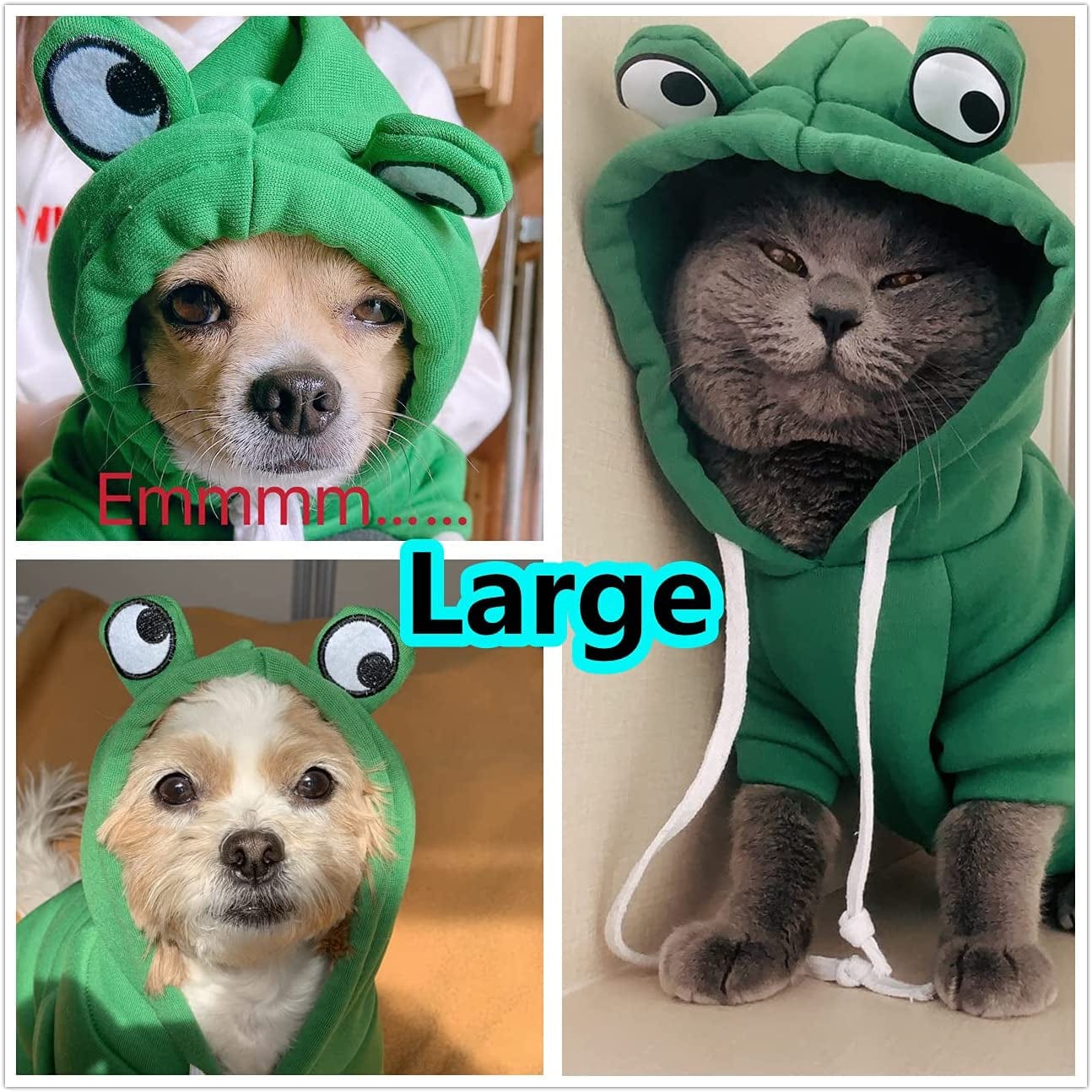 Frog Hoodie for Small Medium Largr Dogs Cats Pets, Basic Sweater Coat Cute Warm Jacket Pet Cold Weather Clothes Outfit Outerwear (Frog, Small) Animals & Pet Supplies > Pet Supplies > Dog Supplies > Dog Apparel T210906-1   