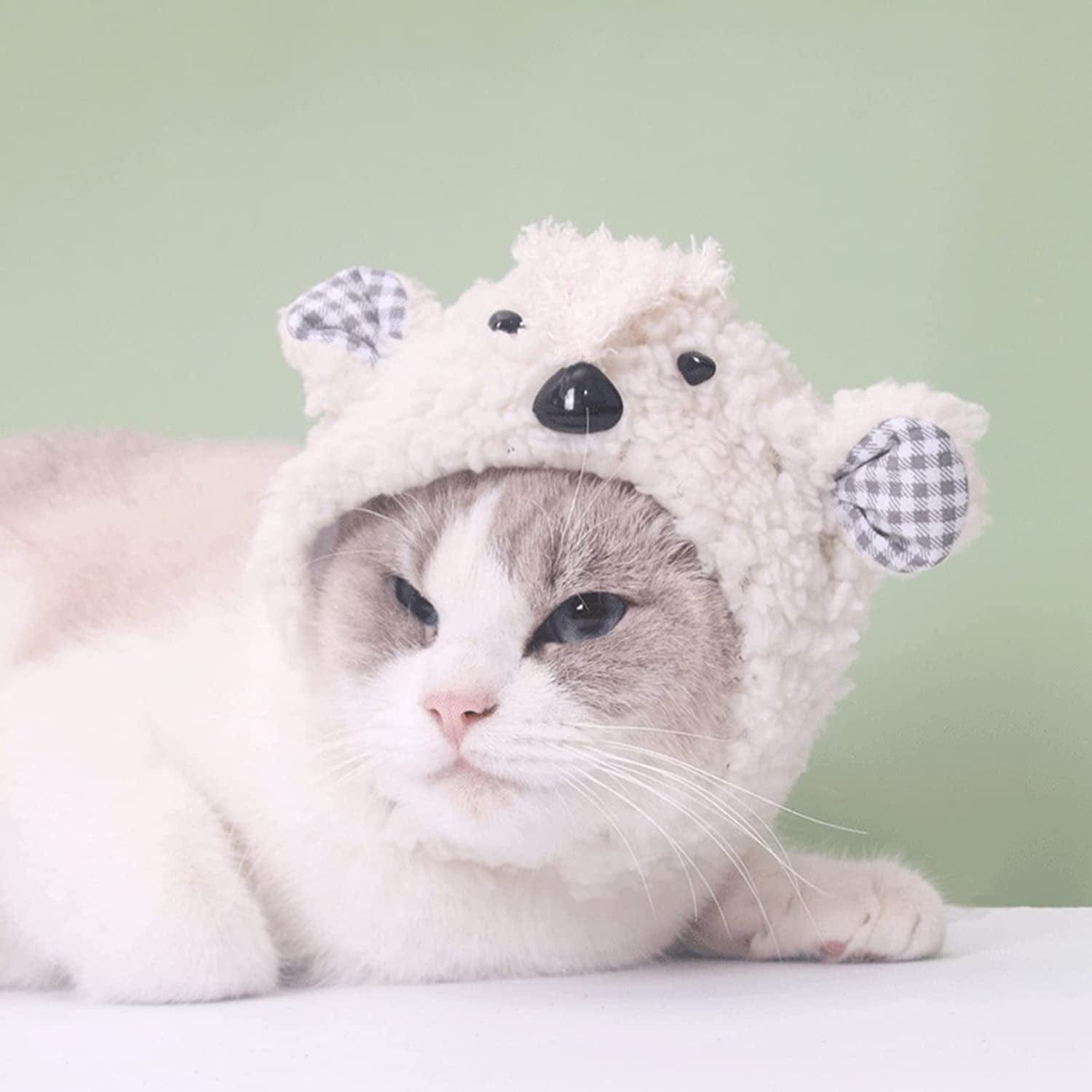  Lovely Sheep Shape Cat Dog Hat Christmas Easter Party Costume  Pet Headwear, Pet Headgear for Photo Props Beige : Pet Supplies