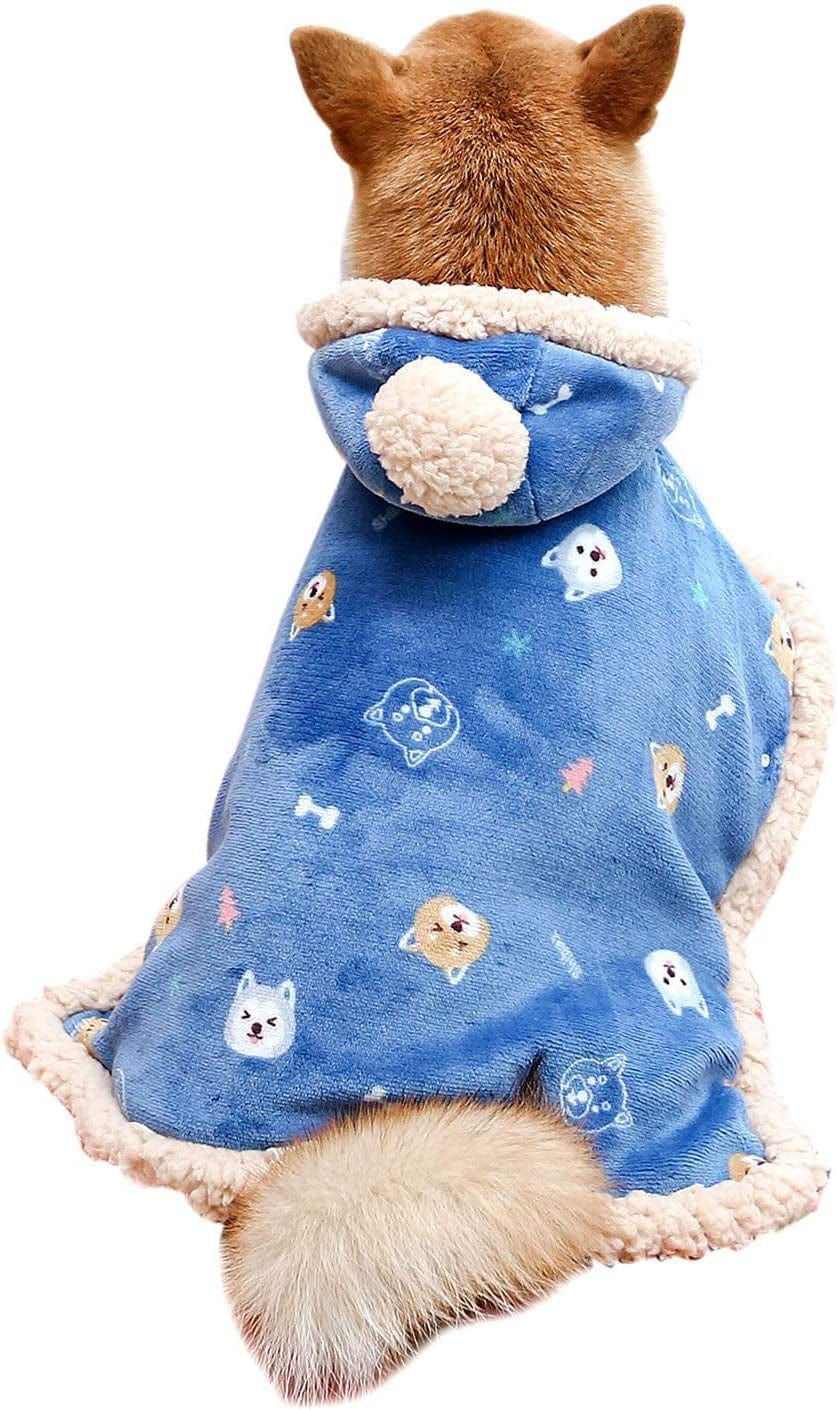 Fulvara Dog Clothes Fleece Winter Coat Warm Soft Dog Vest for Cold Weather,Flannel Blanketthrow Multi-Use Pet Apparel for Small Medium Dogs & Cats (M Blue) Animals & Pet Supplies > Pet Supplies > Dog Supplies > Dog Apparel FULVARA Blue Small 