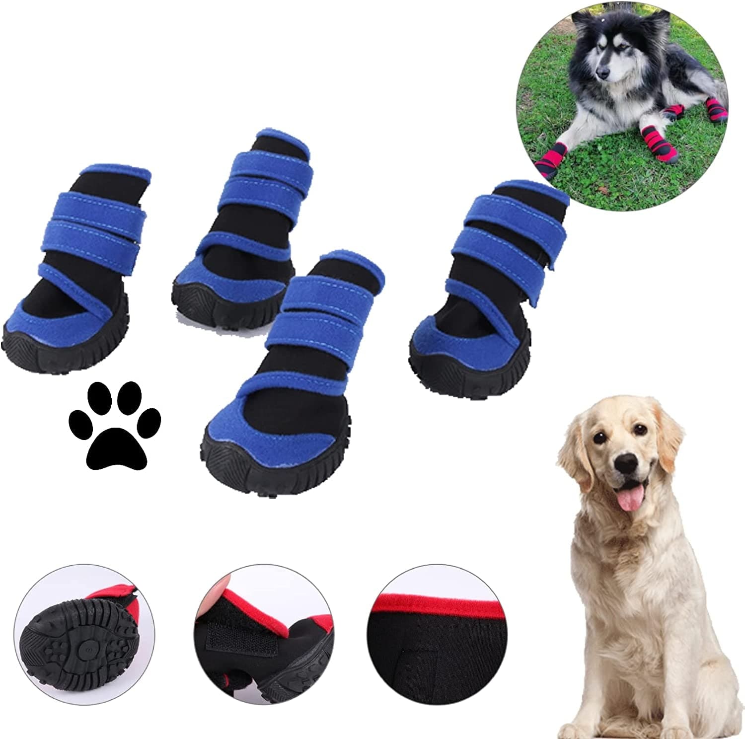 Fuqin Dog Shoes,4 Pcs Waterproof Dog Booties as Dog Paw Protector,Dog Boot of Dog Stuff Protects Walkee Paws,Also as Dog Socks for Puppy Supplies or Mature Dog Supplies (Blue-Black, Size3) Animals & Pet Supplies > Pet Supplies > Dog Supplies > Dog Apparel Generic   