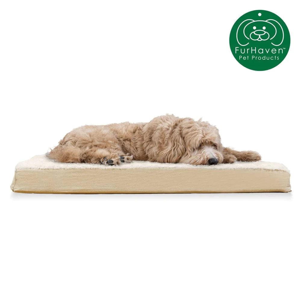 Furhaven Pet Products | Deluxe Memory Foam Ultra Plush Mattress Pet Bed for Dogs & Cats, Chocolate, Jumbo Animals & Pet Supplies > Pet Supplies > Cat Supplies > Cat Beds FurHaven Pet Cooling Gel Foam L Cream