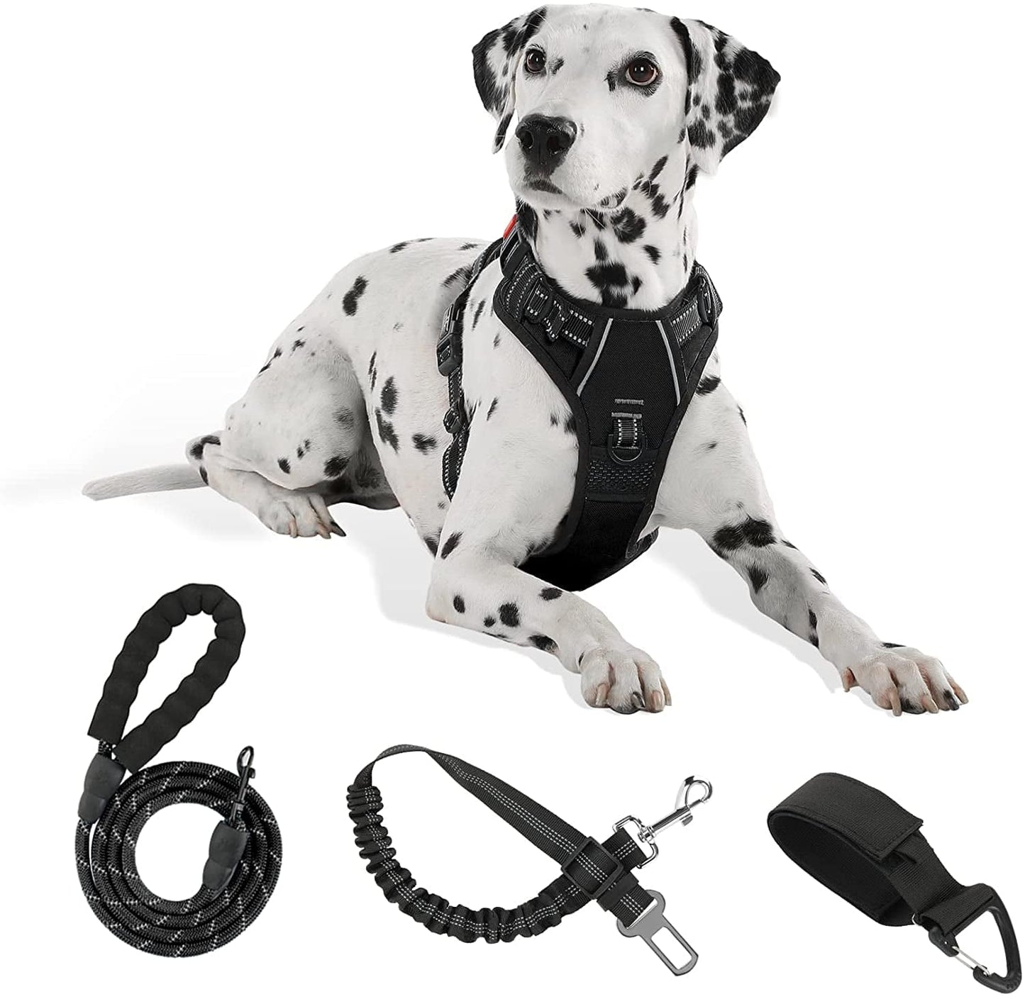 FURRYFECTION No Pull Dog Harness, Reflective Vest Harness with Leash No Choke Soft Padded Dog Vest, Adjustable Front Lead Dog Harnesses with Dog Seat Belt for Small Medium Large Dogs, Blue, M Animals & Pet Supplies > Pet Supplies > Dog Supplies > Dog Apparel FURRYFECTION Black XS 