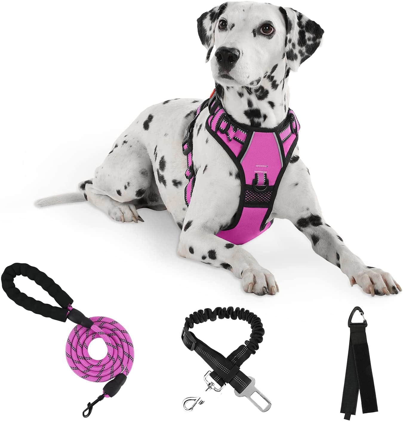 FURRYFECTION No Pull Dog Harness, Reflective Vest Harness with Leash No Choke Soft Padded Dog Vest, Adjustable Front Lead Dog Harnesses with Dog Seat Belt for Small Medium Large Dogs, Blue, M Animals & Pet Supplies > Pet Supplies > Dog Supplies > Dog Apparel FURRYFECTION Rose L 