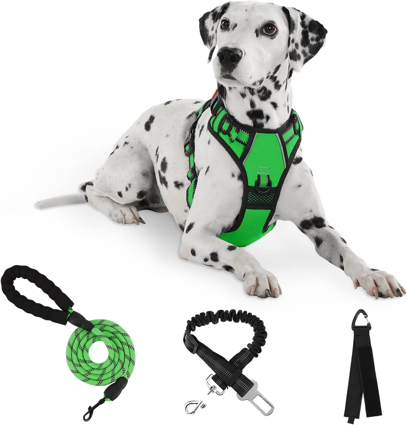 FURRYFECTION No Pull Dog Harness, Reflective Vest Harness with Leash No Choke Soft Padded Dog Vest, Adjustable Front Lead Dog Harnesses with Dog Seat Belt for Small Medium Large Dogs, Blue, M Animals & Pet Supplies > Pet Supplies > Dog Supplies > Dog Apparel FURRYFECTION Green XL 