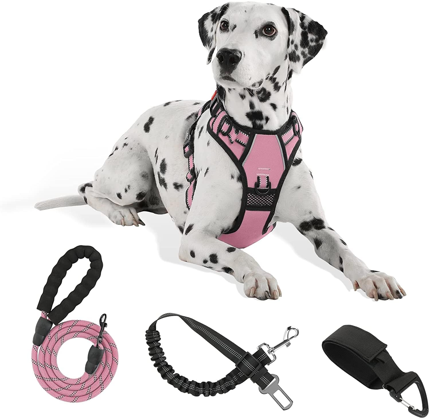 FURRYFECTION No Pull Dog Harness, Reflective Vest Harness with Leash No Choke Soft Padded Dog Vest, Adjustable Front Lead Dog Harnesses with Dog Seat Belt for Small Medium Large Dogs, Blue, M Animals & Pet Supplies > Pet Supplies > Dog Supplies > Dog Apparel FURRYFECTION Pink S 