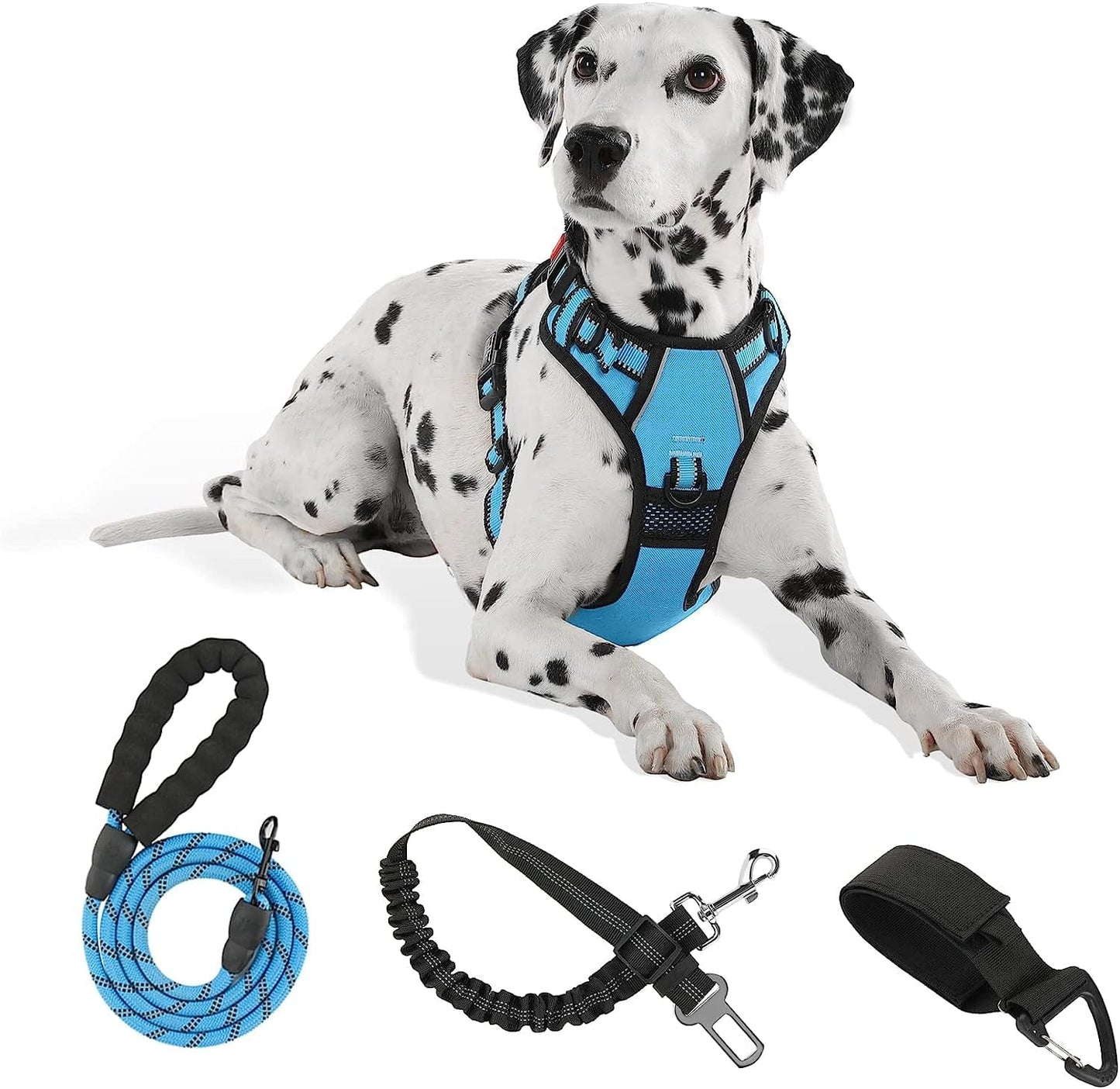 FURRYFECTION No Pull Dog Harness, Reflective Vest Harness with Leash No Choke Soft Padded Dog Vest, Adjustable Front Lead Dog Harnesses with Dog Seat Belt for Small Medium Large Dogs, Blue, M Animals & Pet Supplies > Pet Supplies > Dog Supplies > Dog Apparel FURRYFECTION Blue L 