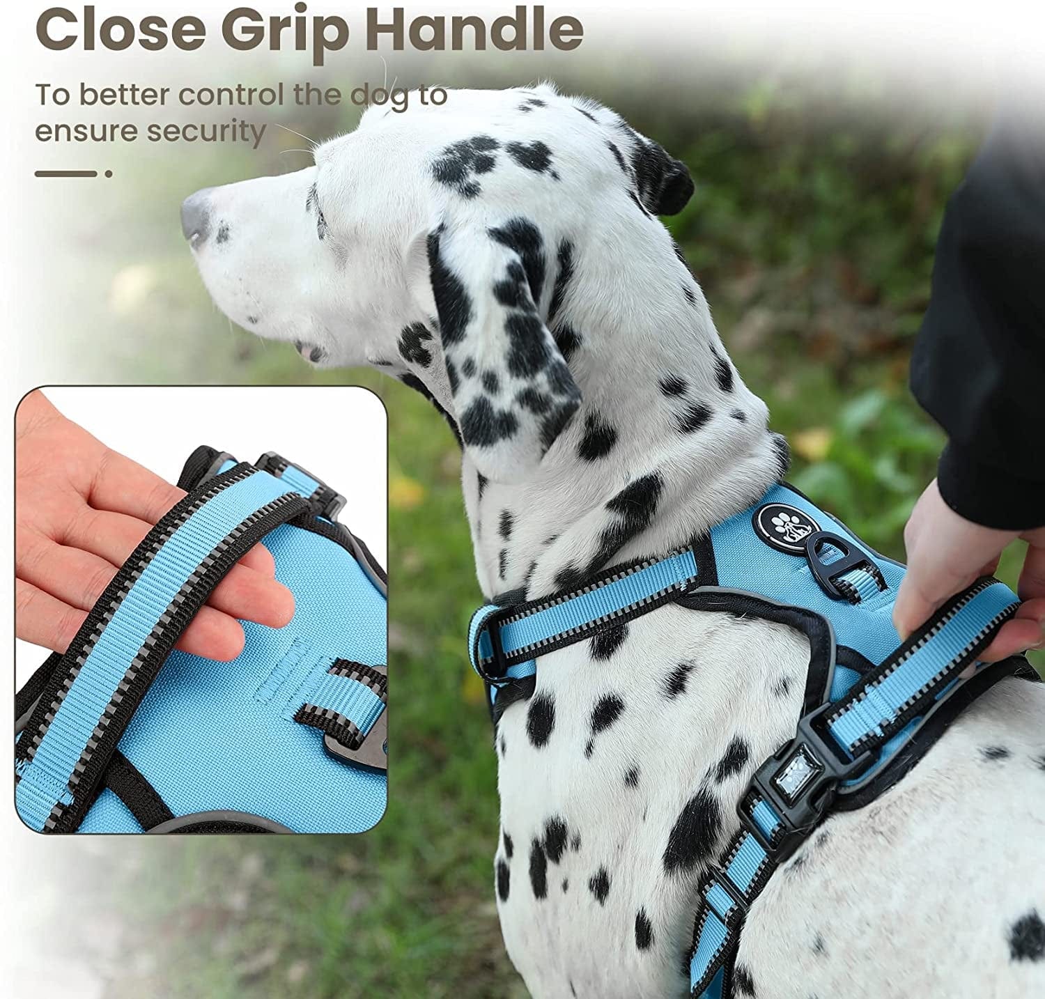 FURRYFECTION No Pull Dog Harness, Reflective Vest Harness with Leash No Choke Soft Padded Dog Vest, Adjustable Front Lead Dog Harnesses with Dog Seat Belt for Small Medium Large Dogs, Blue, M Animals & Pet Supplies > Pet Supplies > Dog Supplies > Dog Apparel FURRYFECTION   