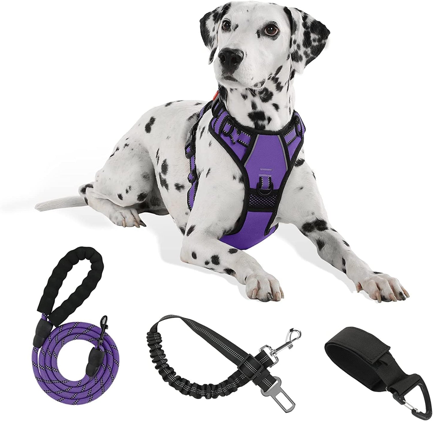 FURRYFECTION No Pull Dog Harness, Reflective Vest Harness with Leash No Choke Soft Padded Dog Vest, Adjustable Front Lead Dog Harnesses with Dog Seat Belt for Small Medium Large Dogs, Blue, M Animals & Pet Supplies > Pet Supplies > Dog Supplies > Dog Apparel FURRYFECTION Purple S 