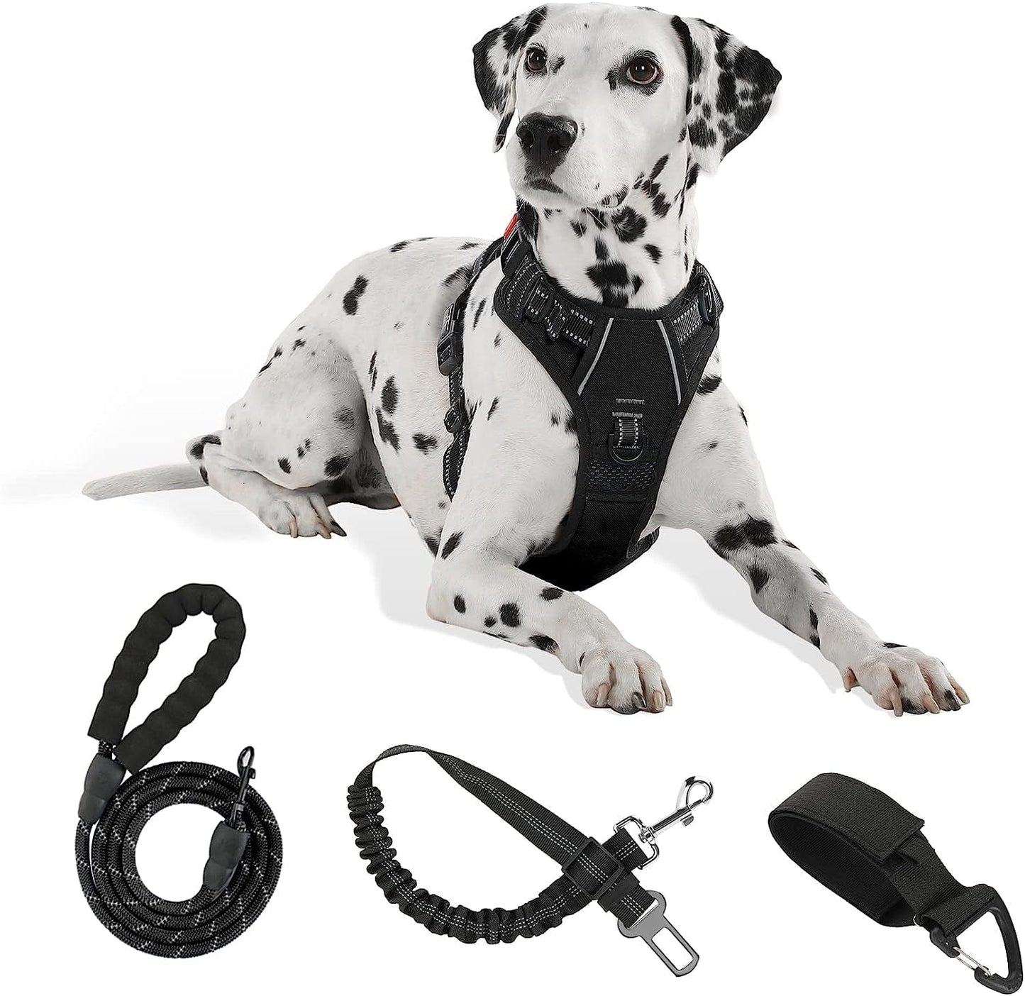 FURRYFECTION No Pull Dog Harness, Reflective Vest Harness with Leash No Choke Soft Padded Dog Vest, Adjustable Front Lead Dog Harnesses with Dog Seat Belt for Small Medium Large Dogs, Blue, M Animals & Pet Supplies > Pet Supplies > Dog Supplies > Dog Apparel FURRYFECTION Black XL 