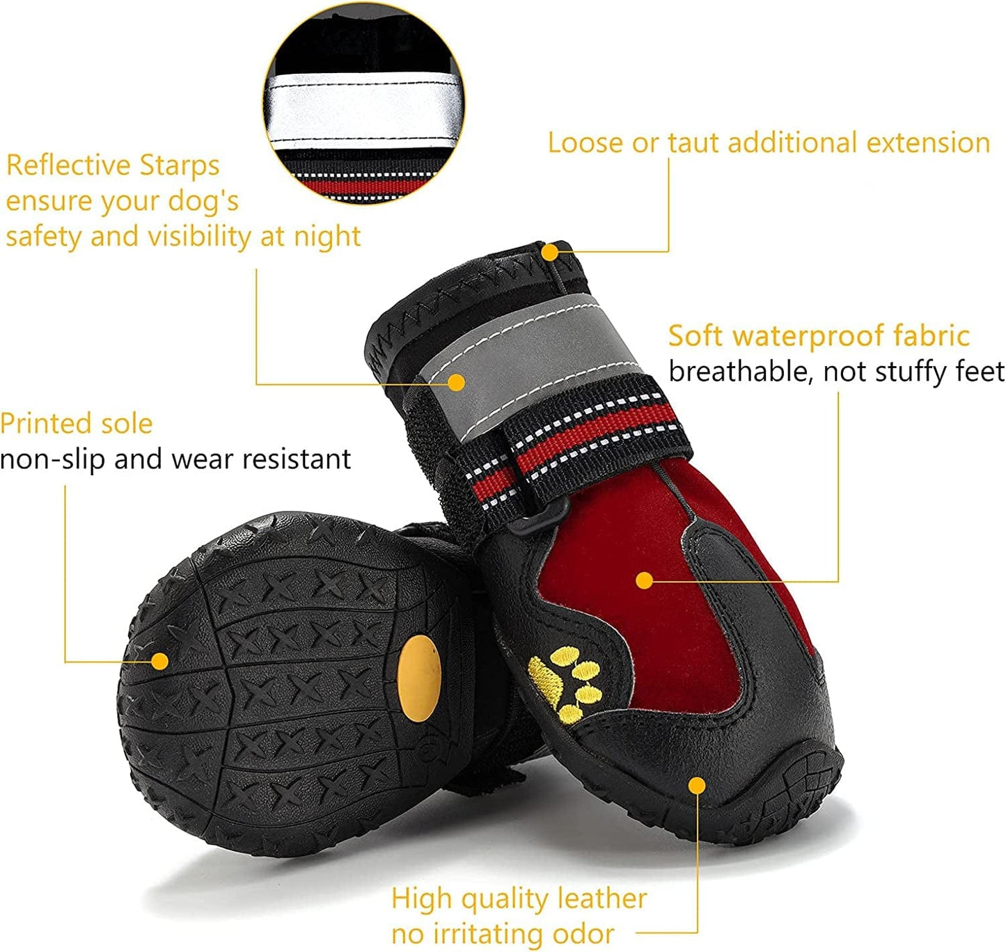 Fuzilin Dog Boots, Waterproof Reflective Breathable Adjustable Dog Summer Beach Hiking Booties with Non-Slip Soles, Dog Water Shoes for Small Medium Large Dogs Hot Pavement Animals & Pet Supplies > Pet Supplies > Dog Supplies > Dog Apparel Fuzilin   